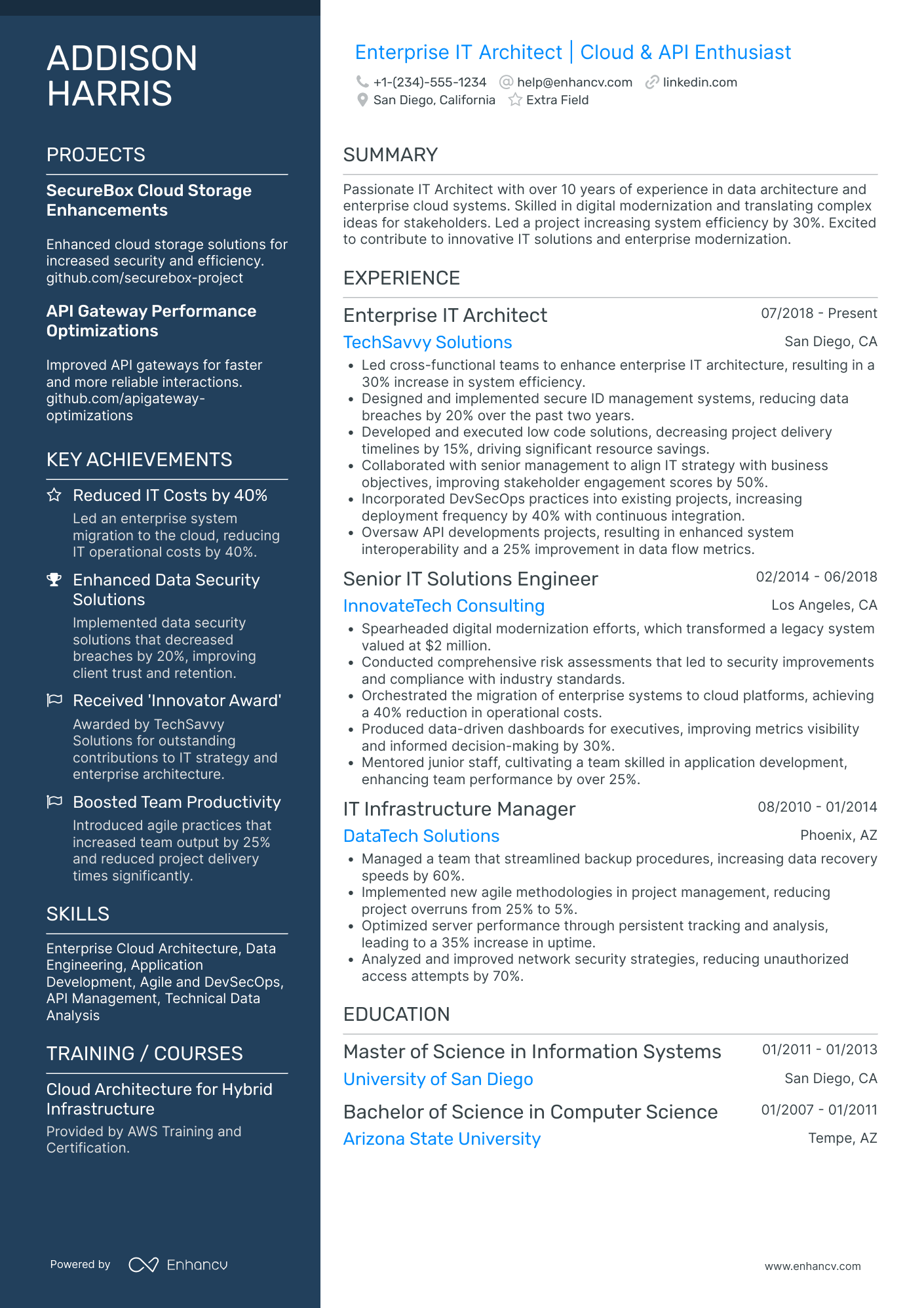 Enterprise IT Architect Resume Example