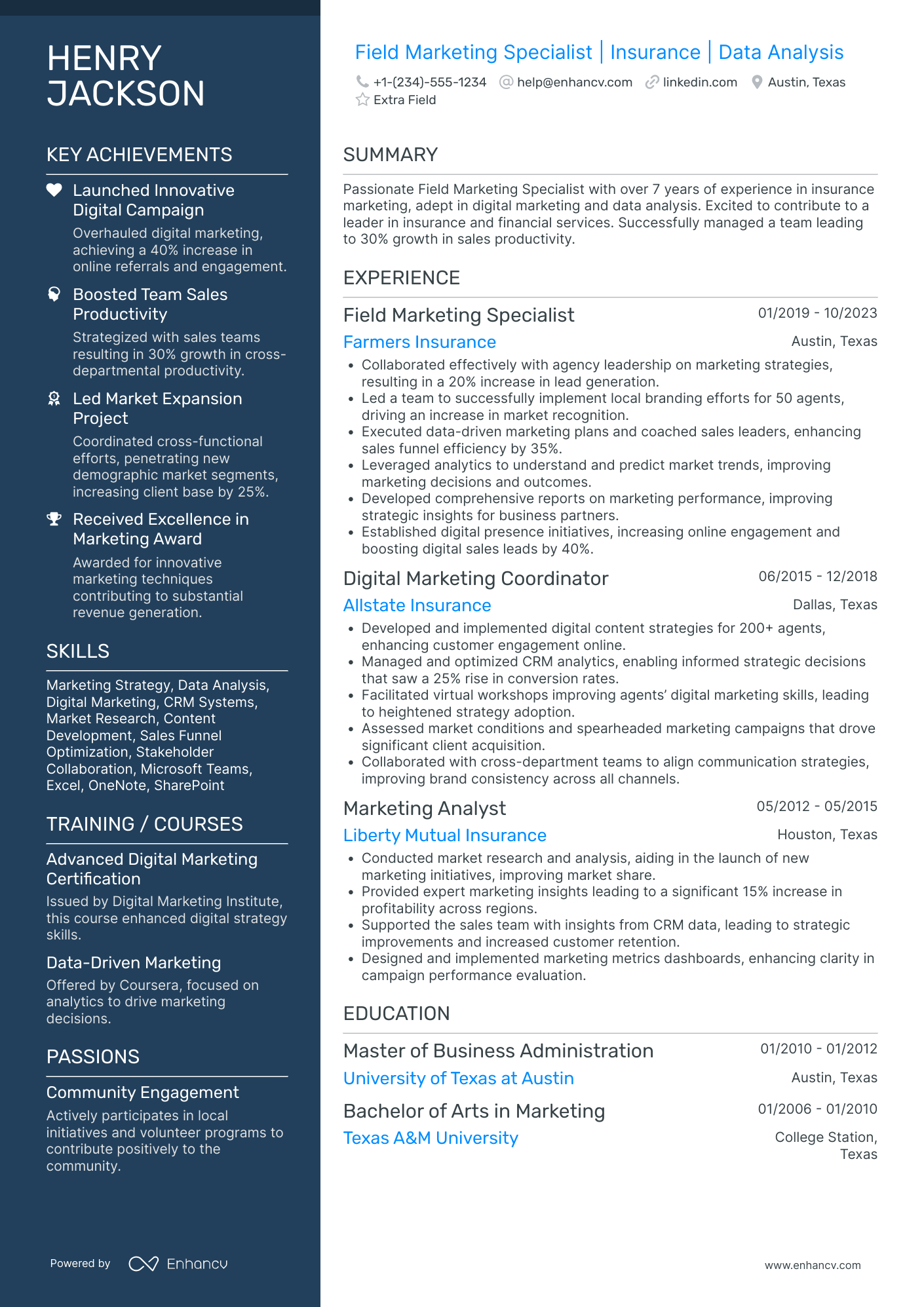 Field Marketing Specialist Resume Example