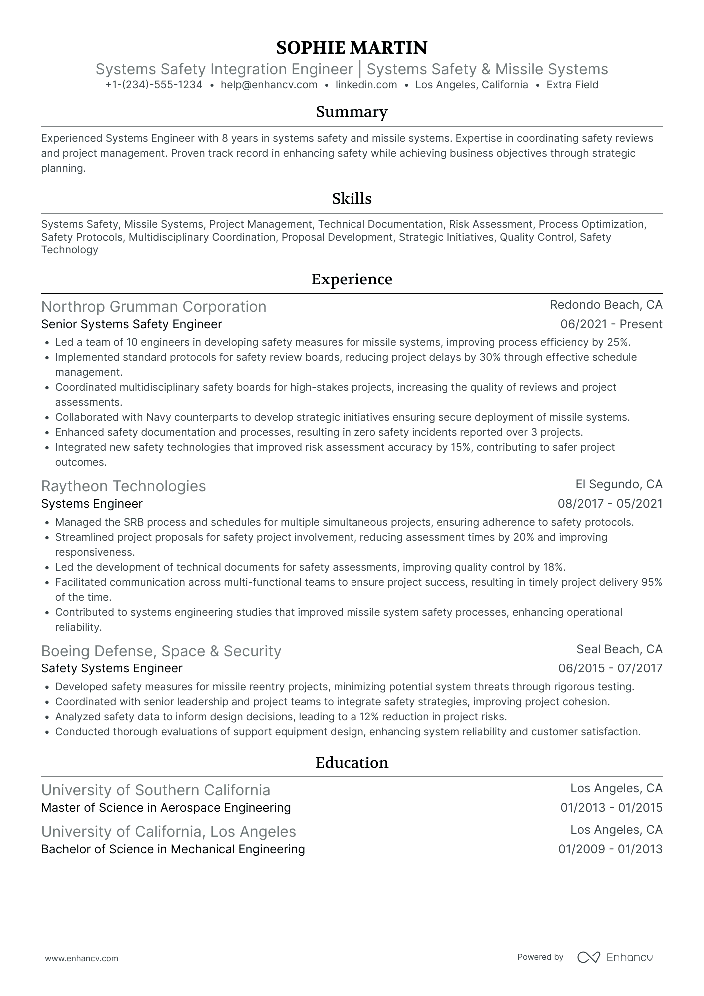 Systems Security Engineer Resume Example