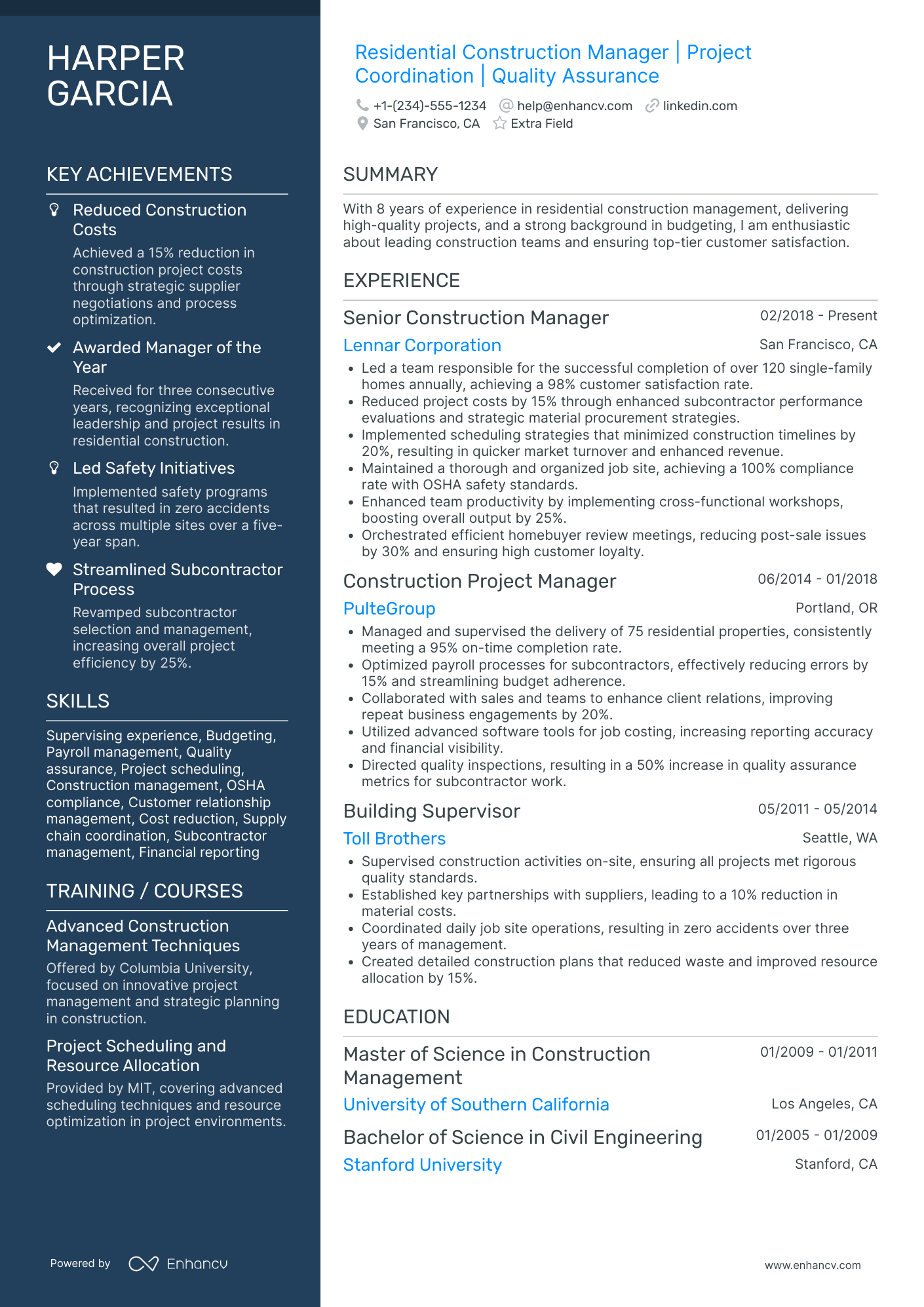 Residential Construction Worker Resume Example