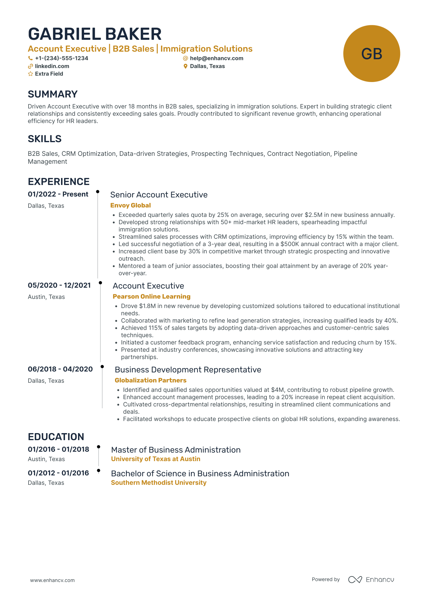 Spotify Account Executive Resume Example