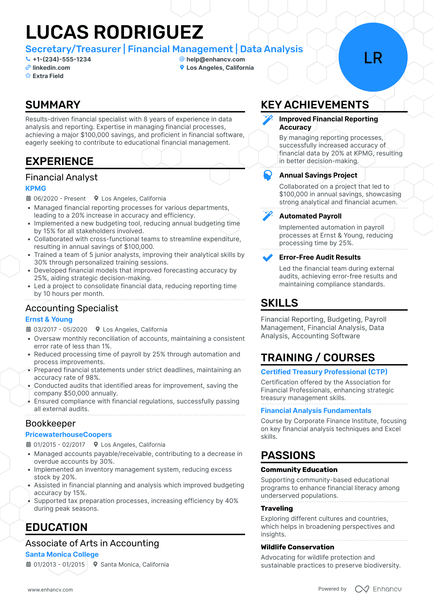 Secretary Treasurer Resume Example