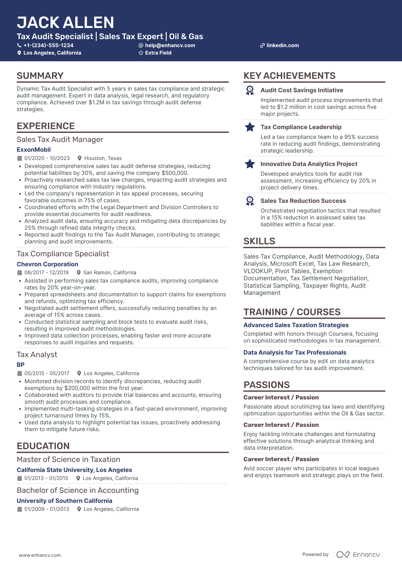 Sales Tax Accountant Resume Example