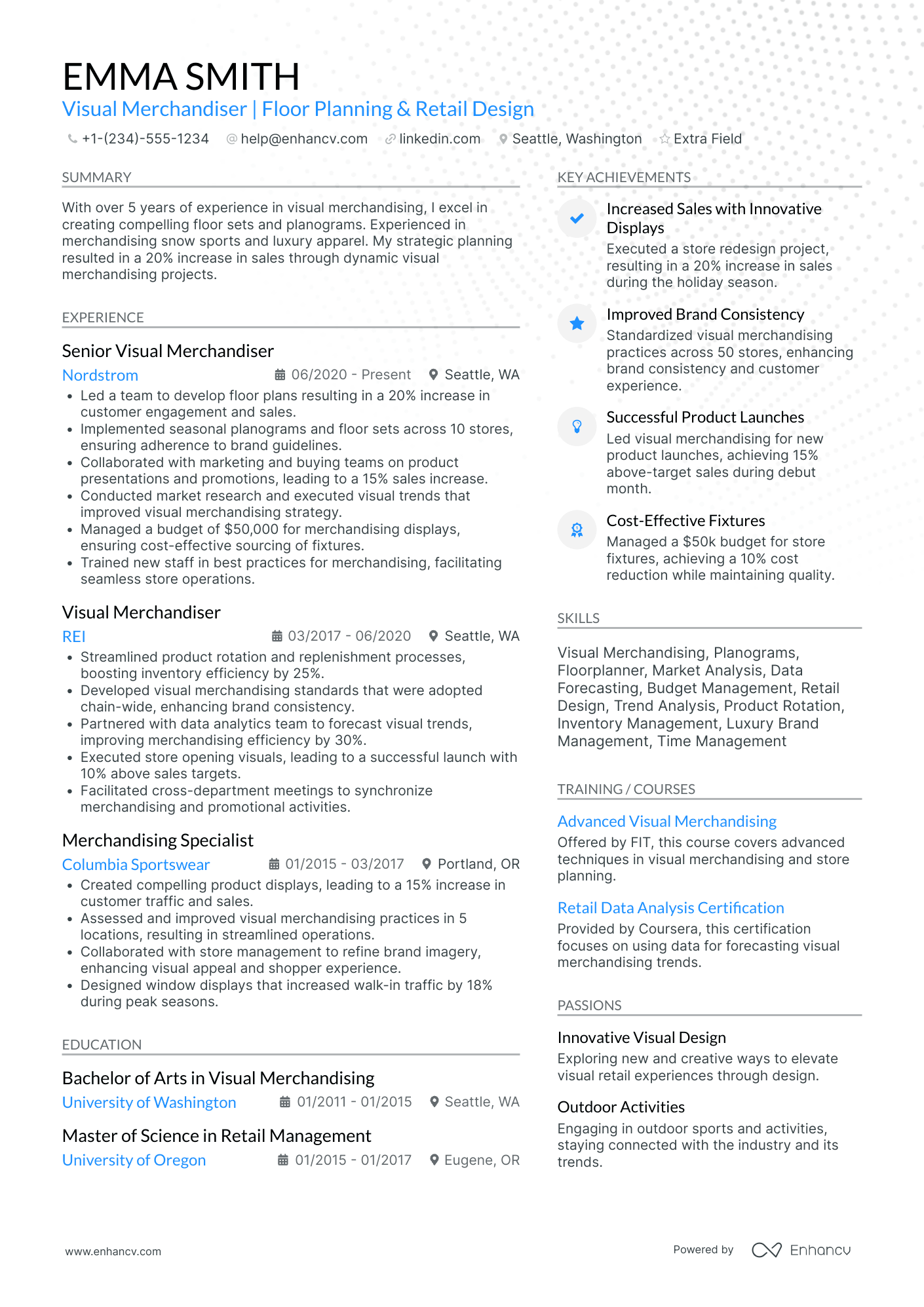 Retail Visual Merchandiser Resume Example