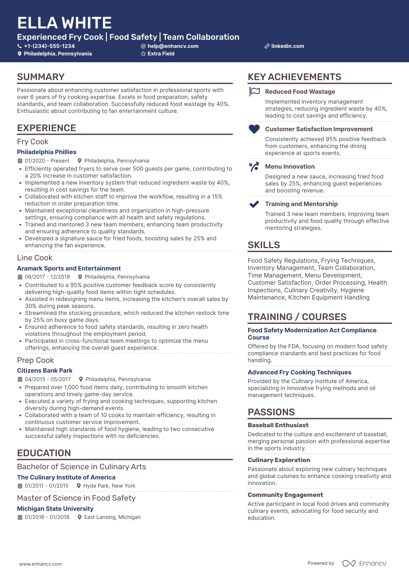 Fry Line Cook Resume Example