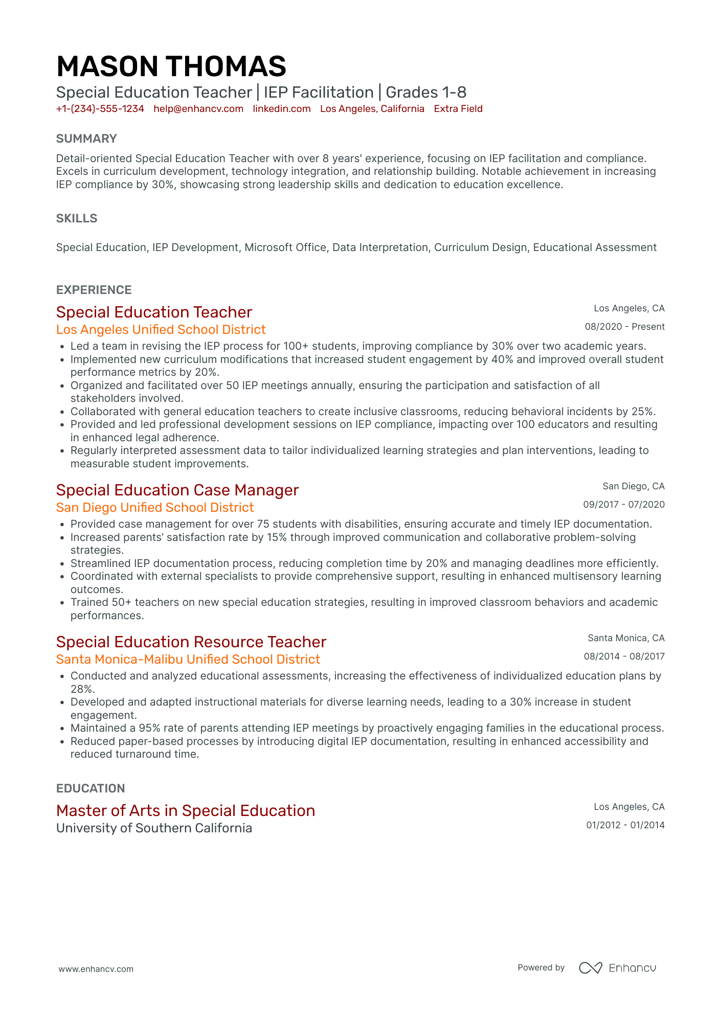 New Teacher Professional Development Facilitator Resume Example