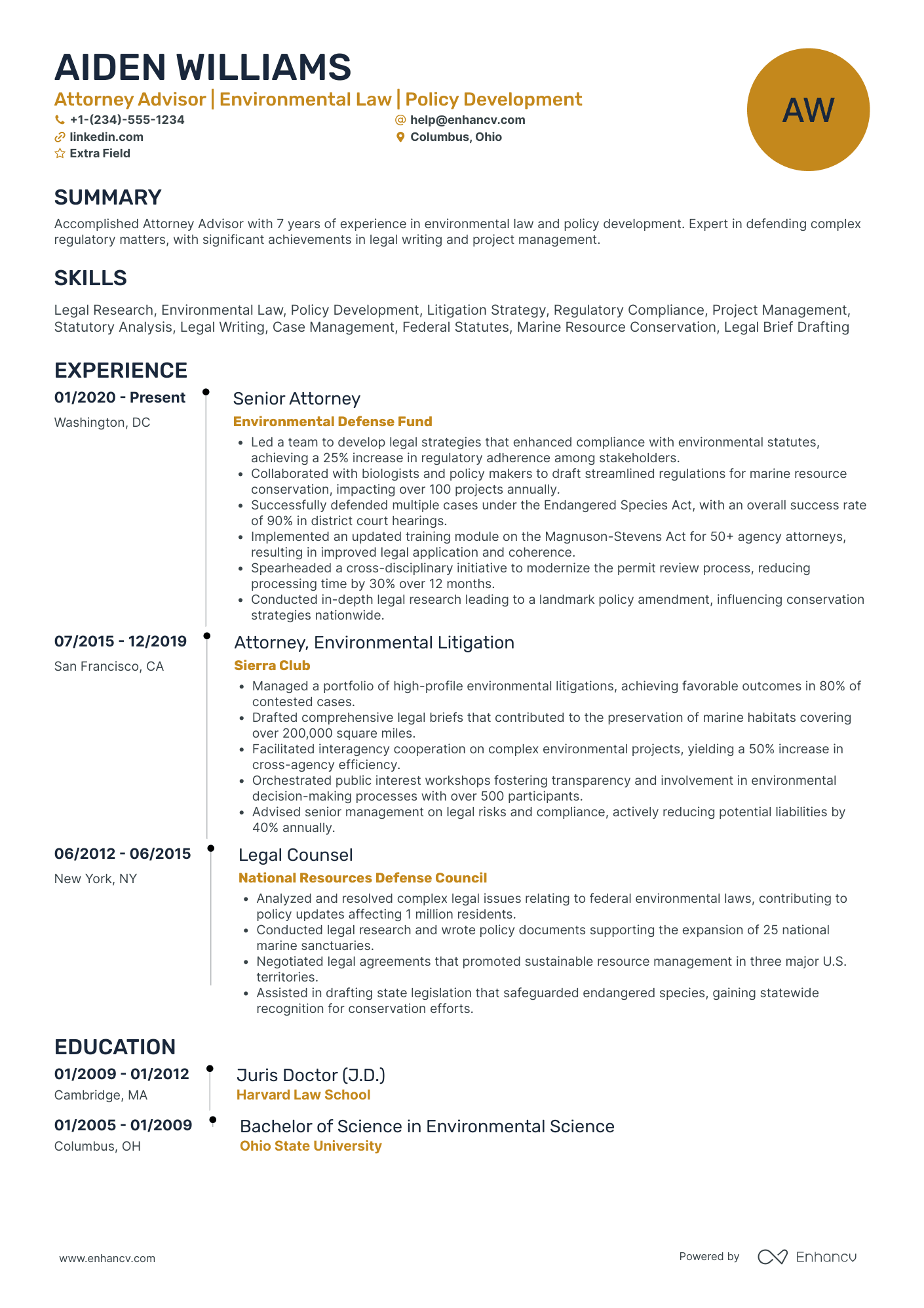 Law School Moot Court Advisor Resume Example