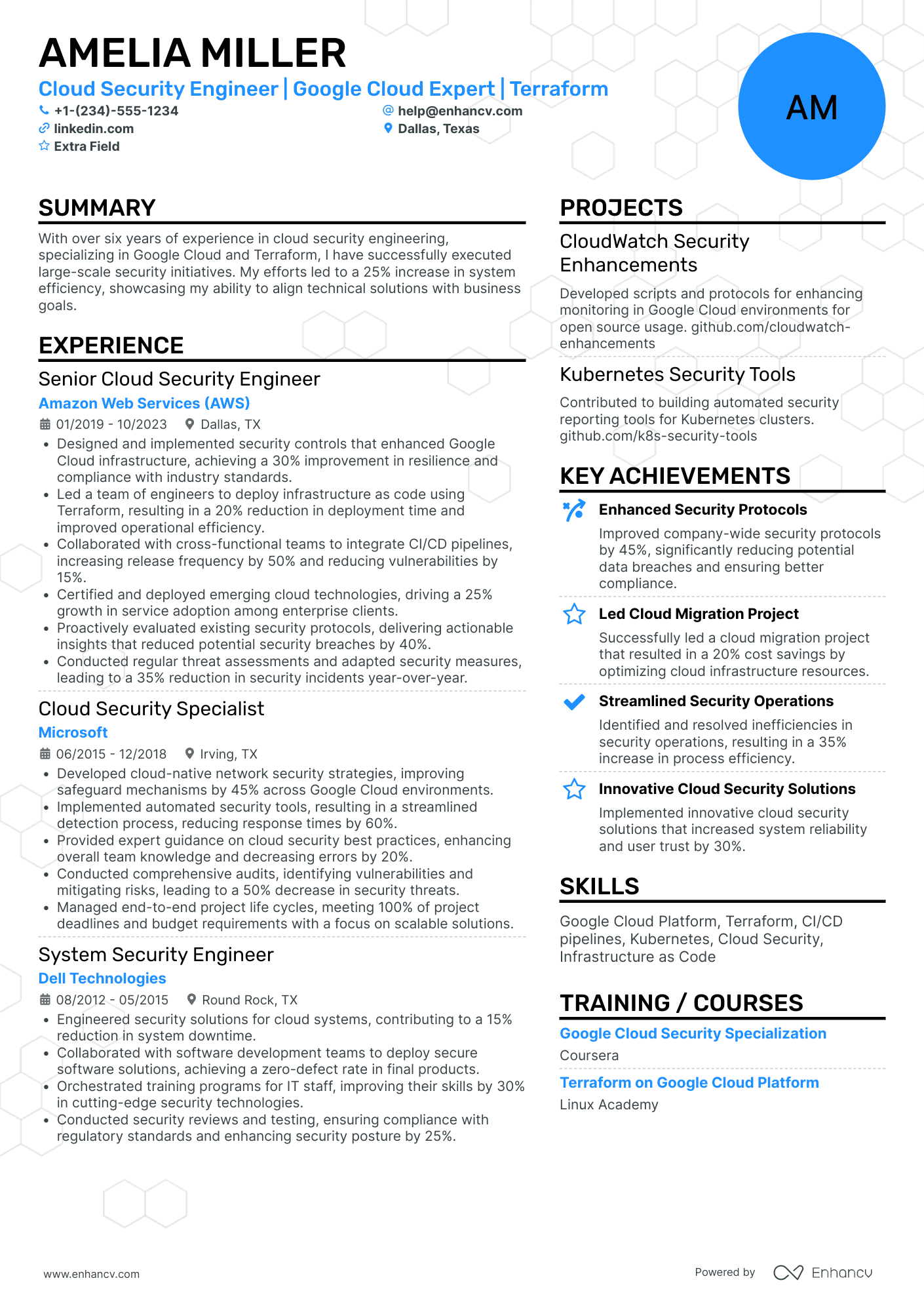 Google Cloud Security Engineer Resume Example