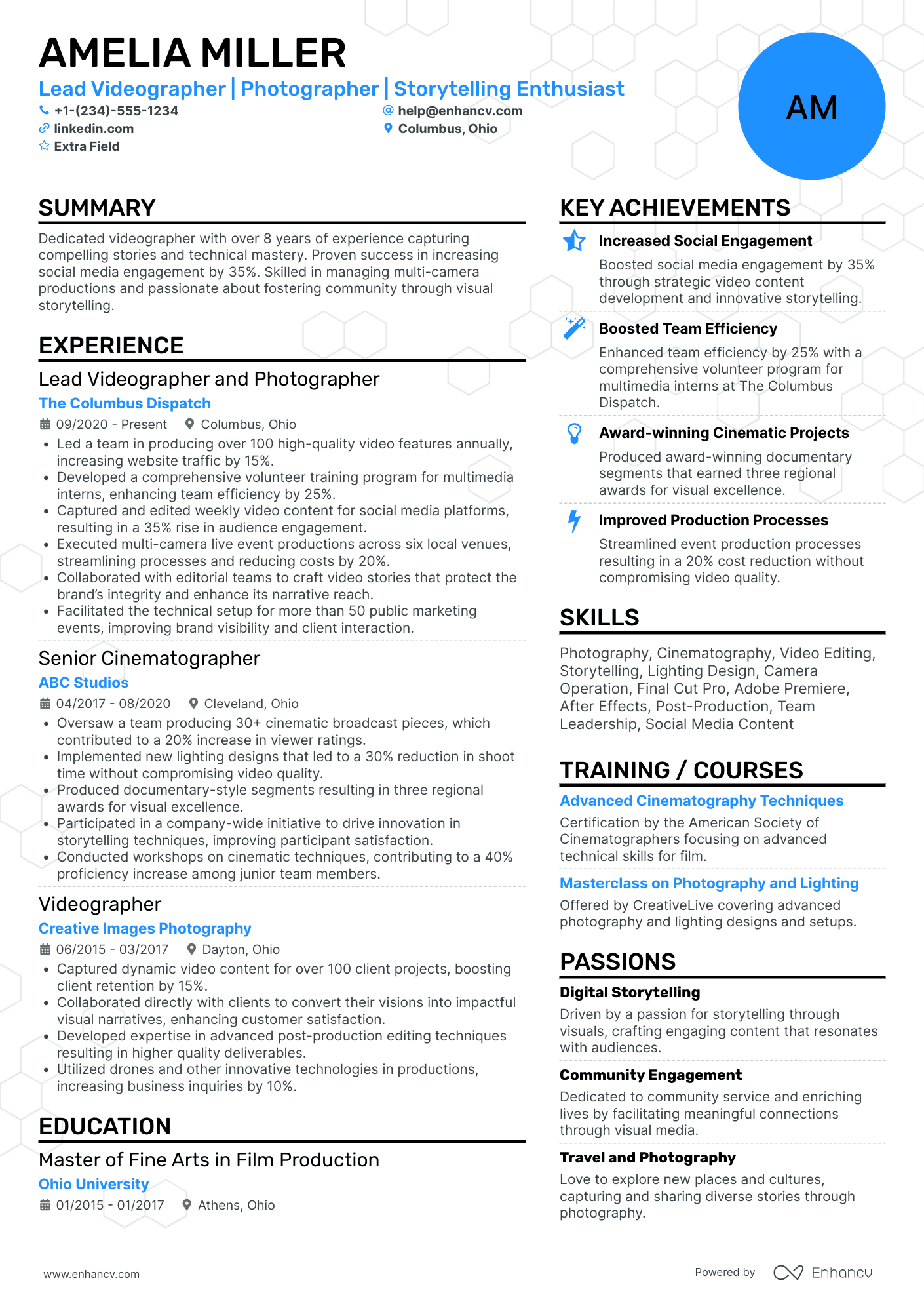 Lead Videographer Resume Example