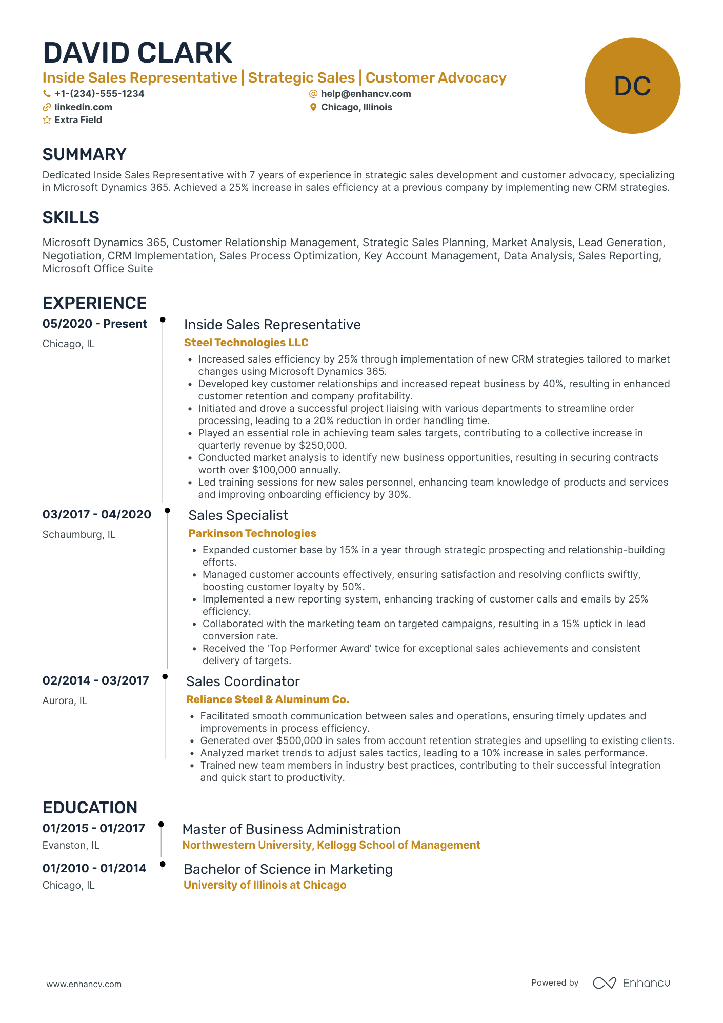 Inside Sales Person Resume Example