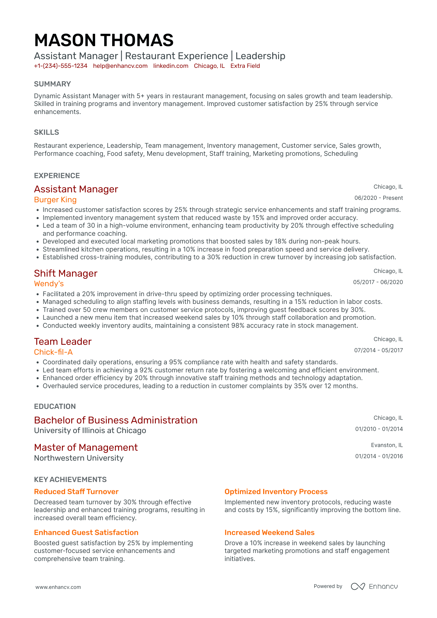 Assistant Manager Trainee Resume Example