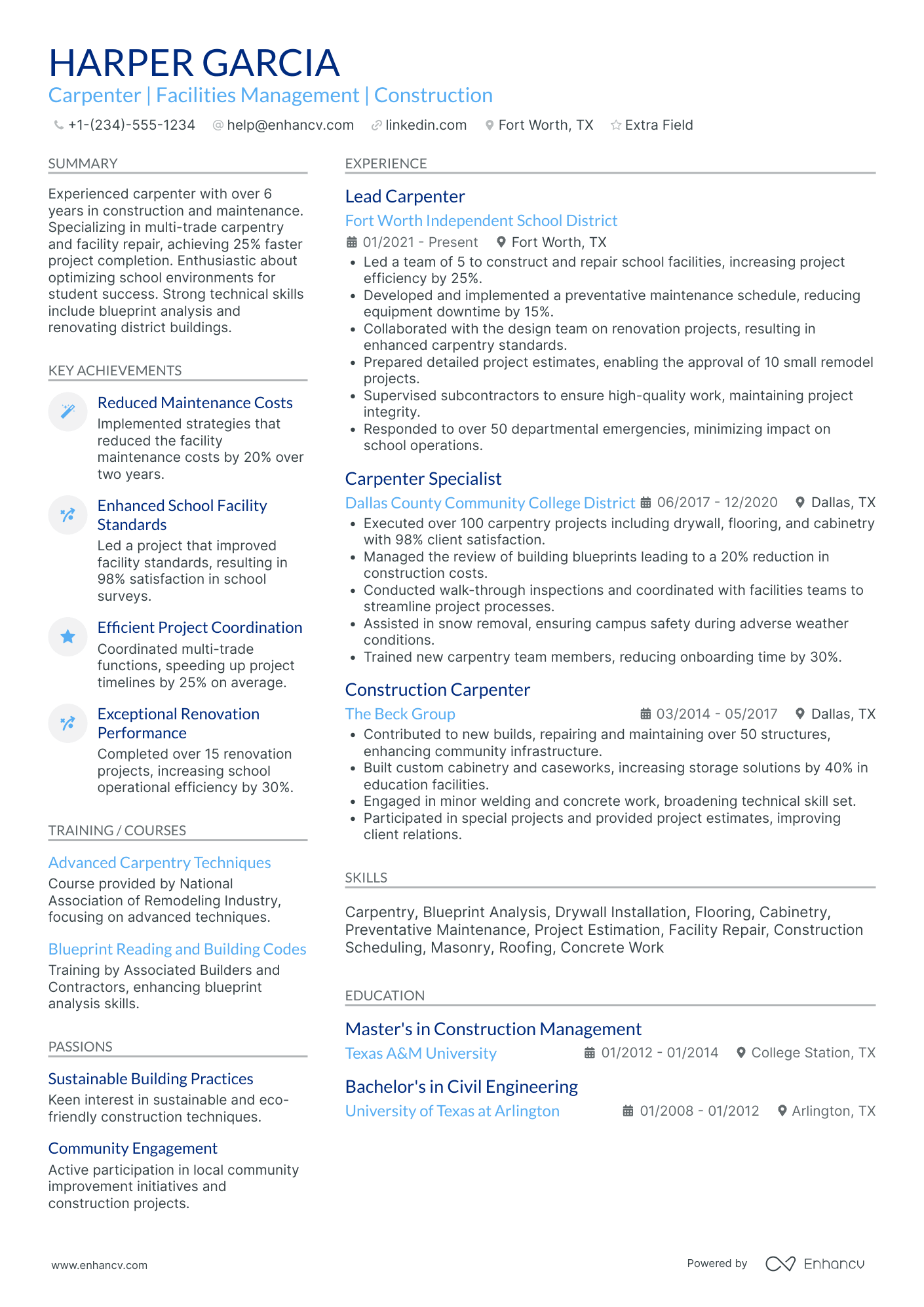 Rough Carpenter Resume Example