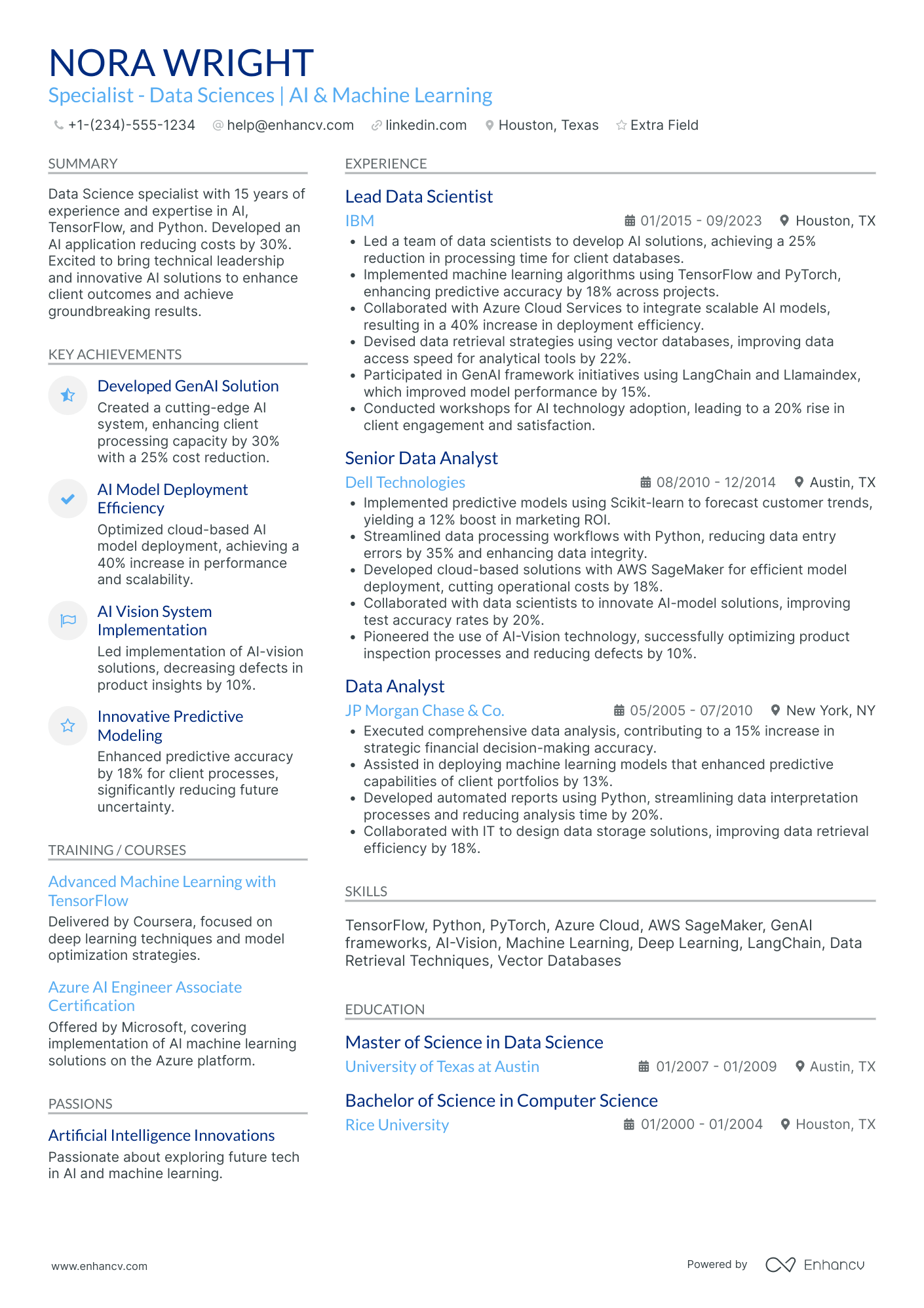 Accenture Data Science Specialist Resume Example