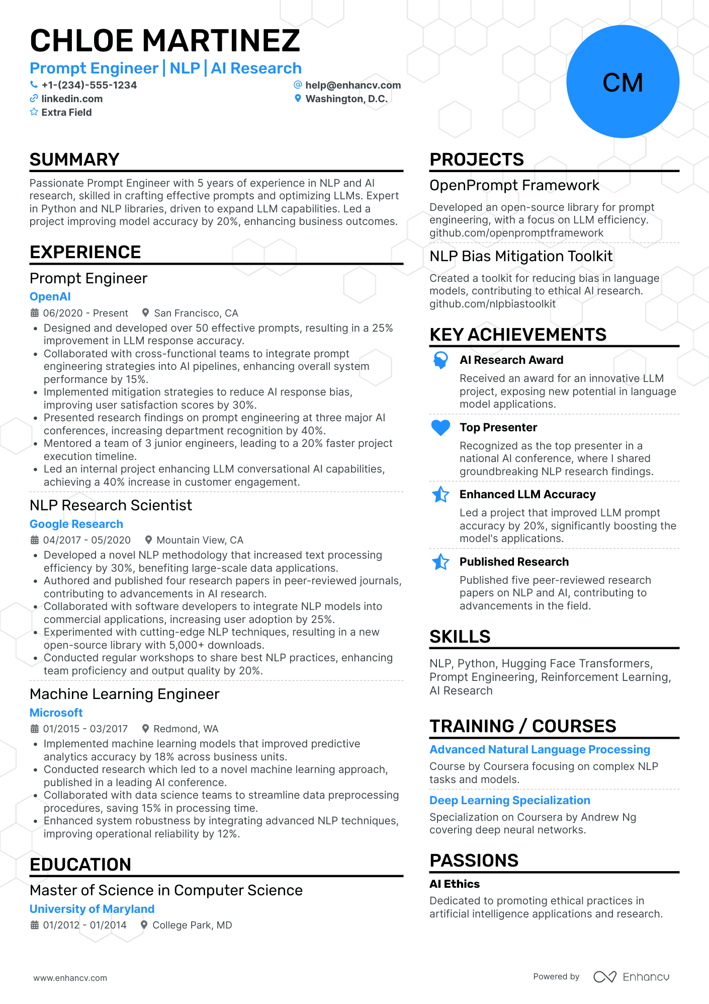 Mid Level Prompt Engineer Resume Example