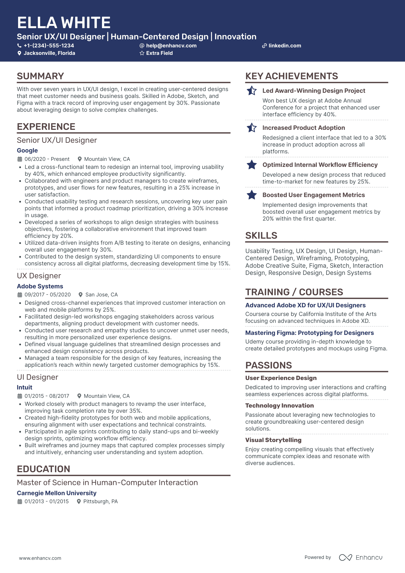 Associate UX UI Designer Resume Example