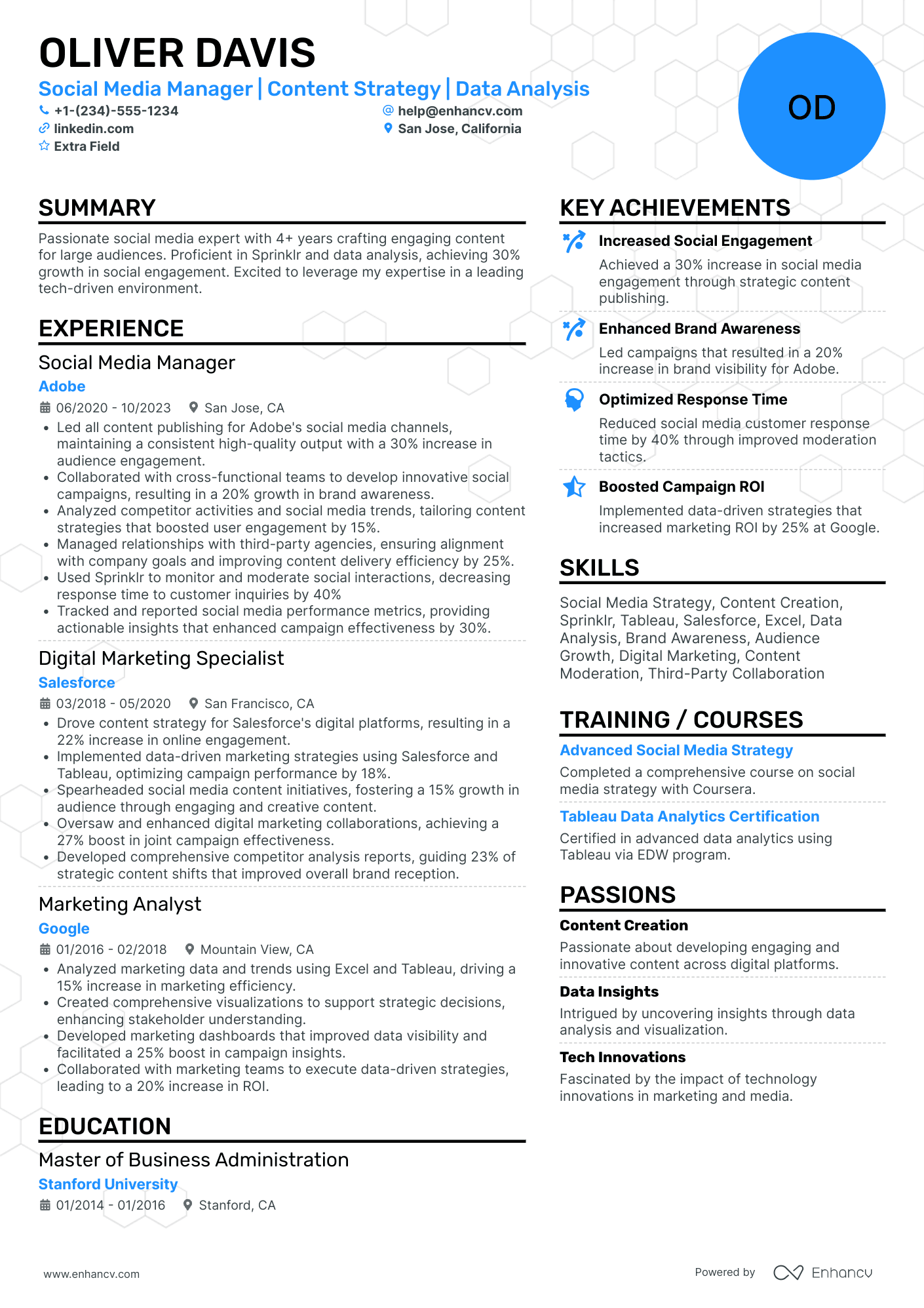 Social Media Marketing Campaign Manager Resume Example