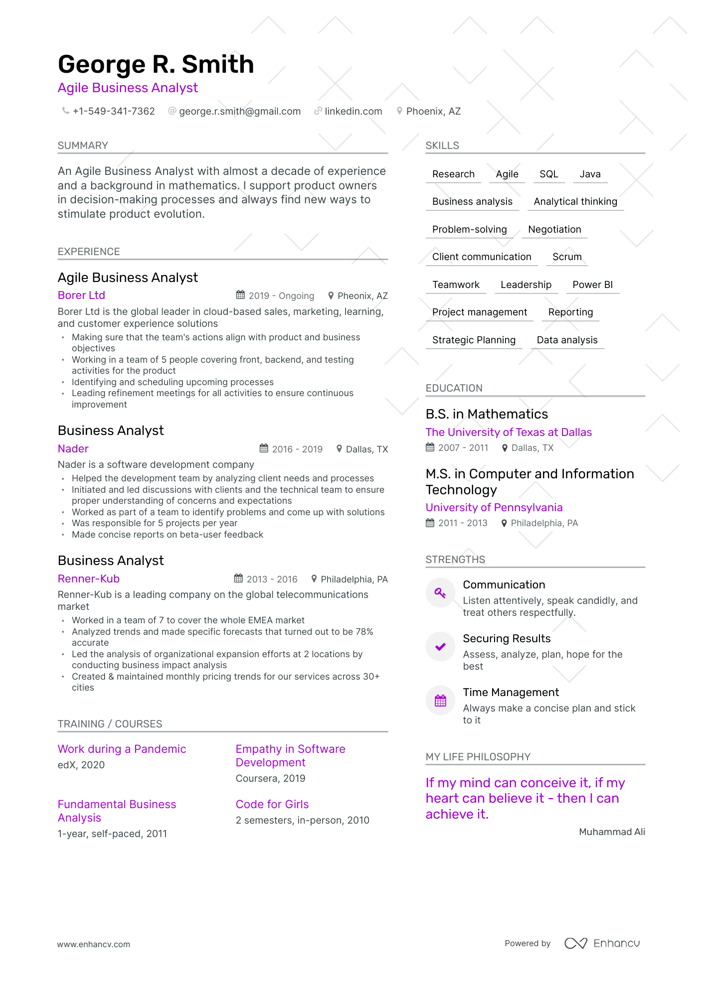 Agile Business Analyst Resume Example