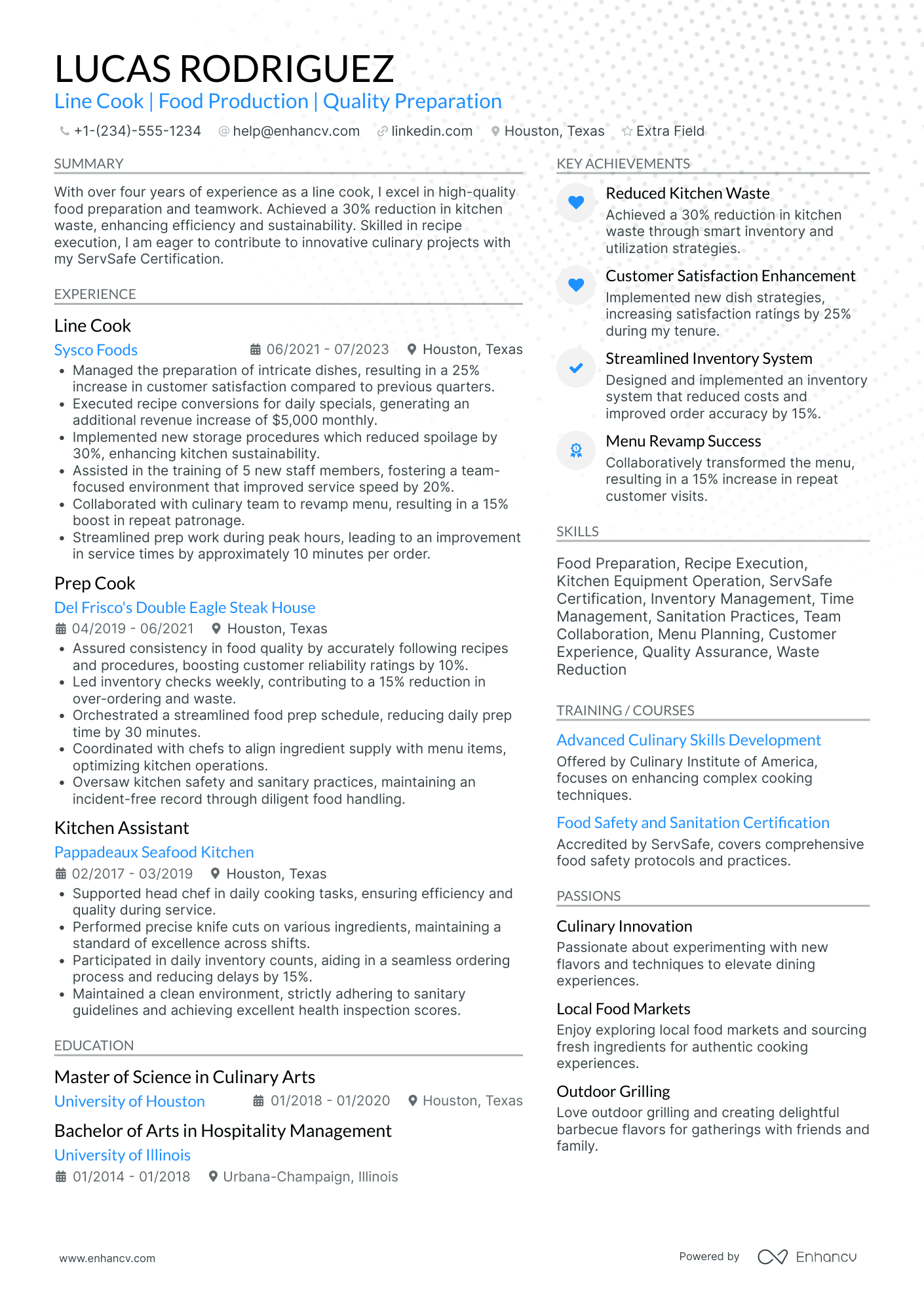 Night Shift Prep Cook Resume Example