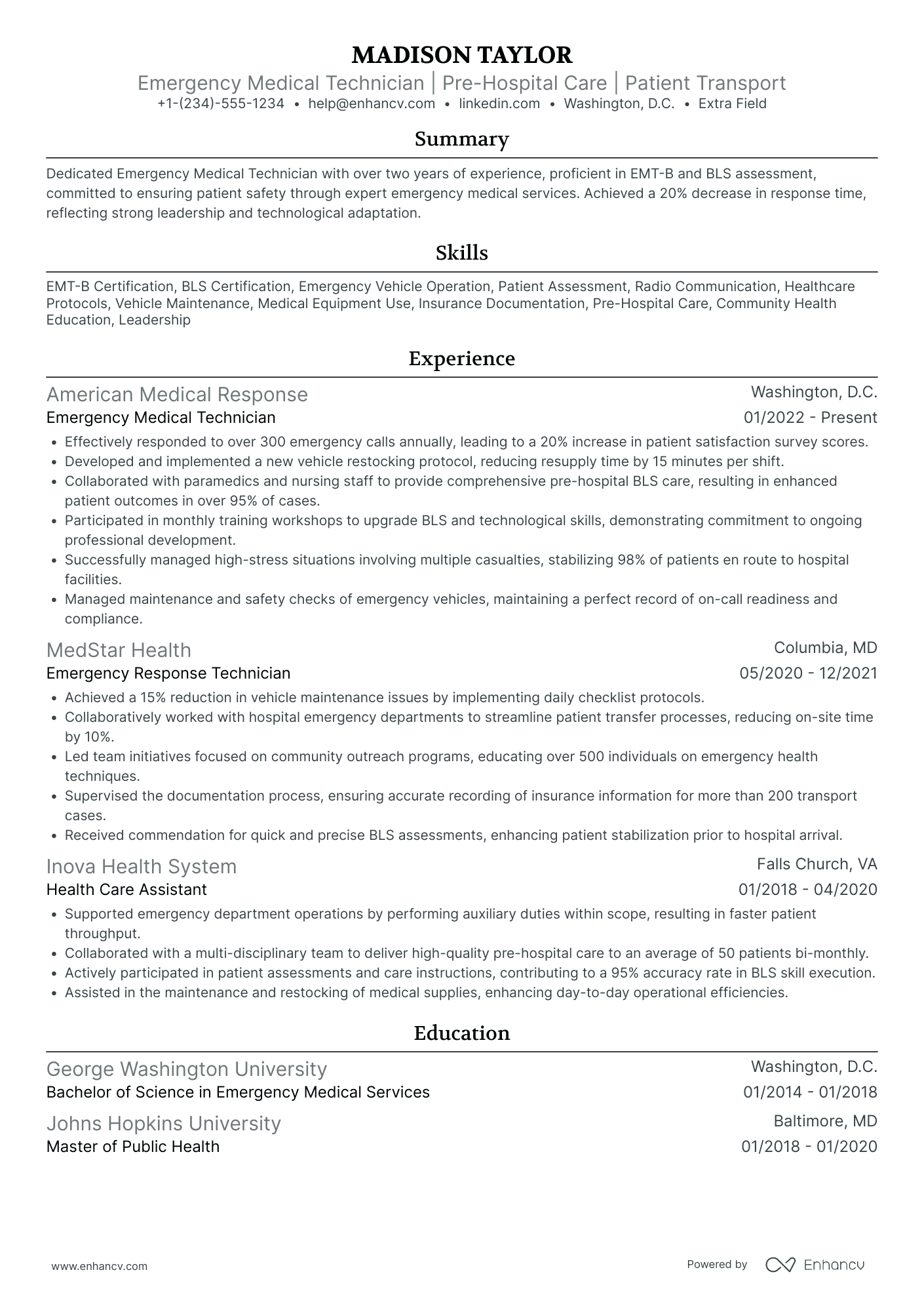 EMT Dispatcher Resume Example