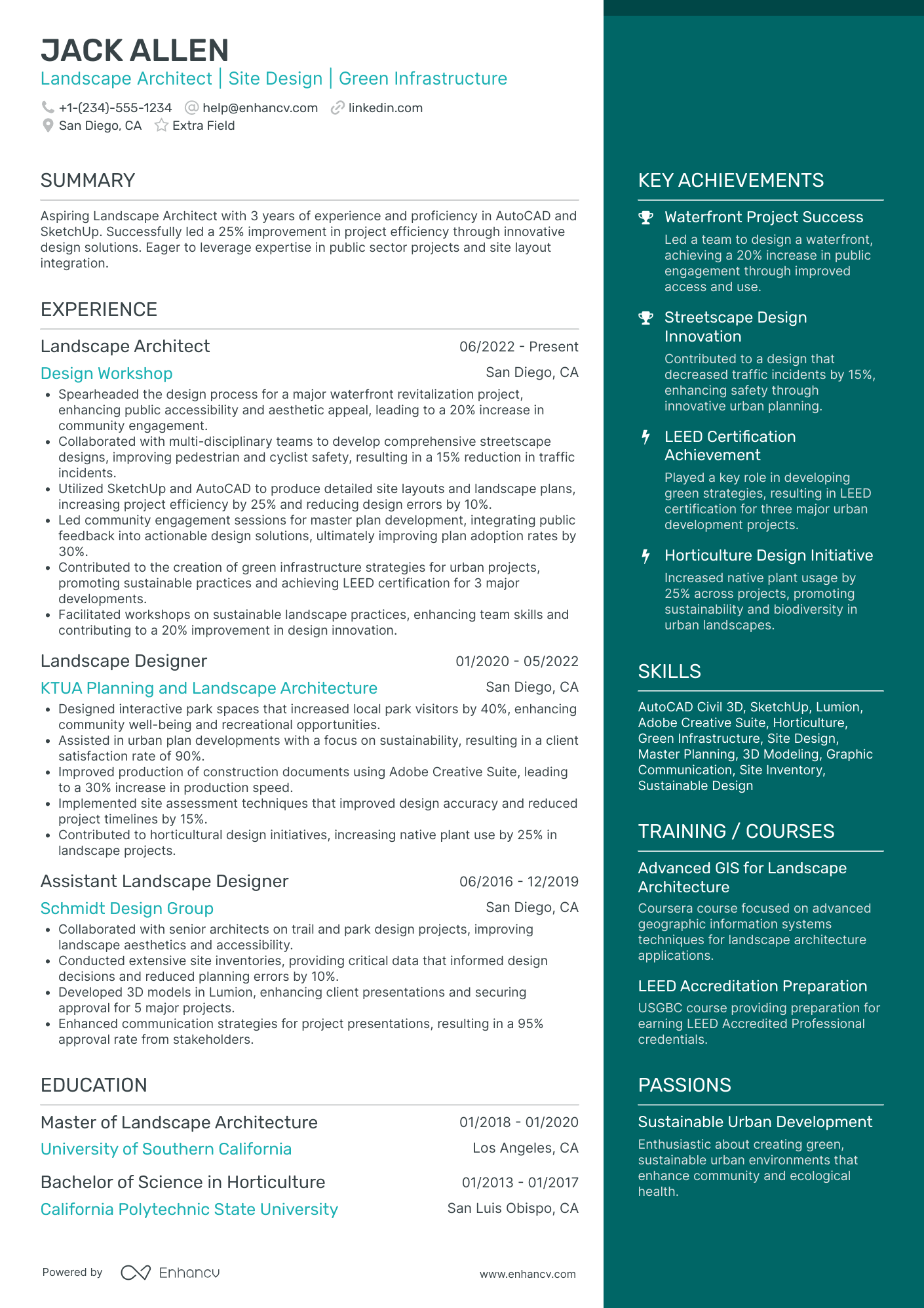 Entry Level Landscape Designer Resume Example