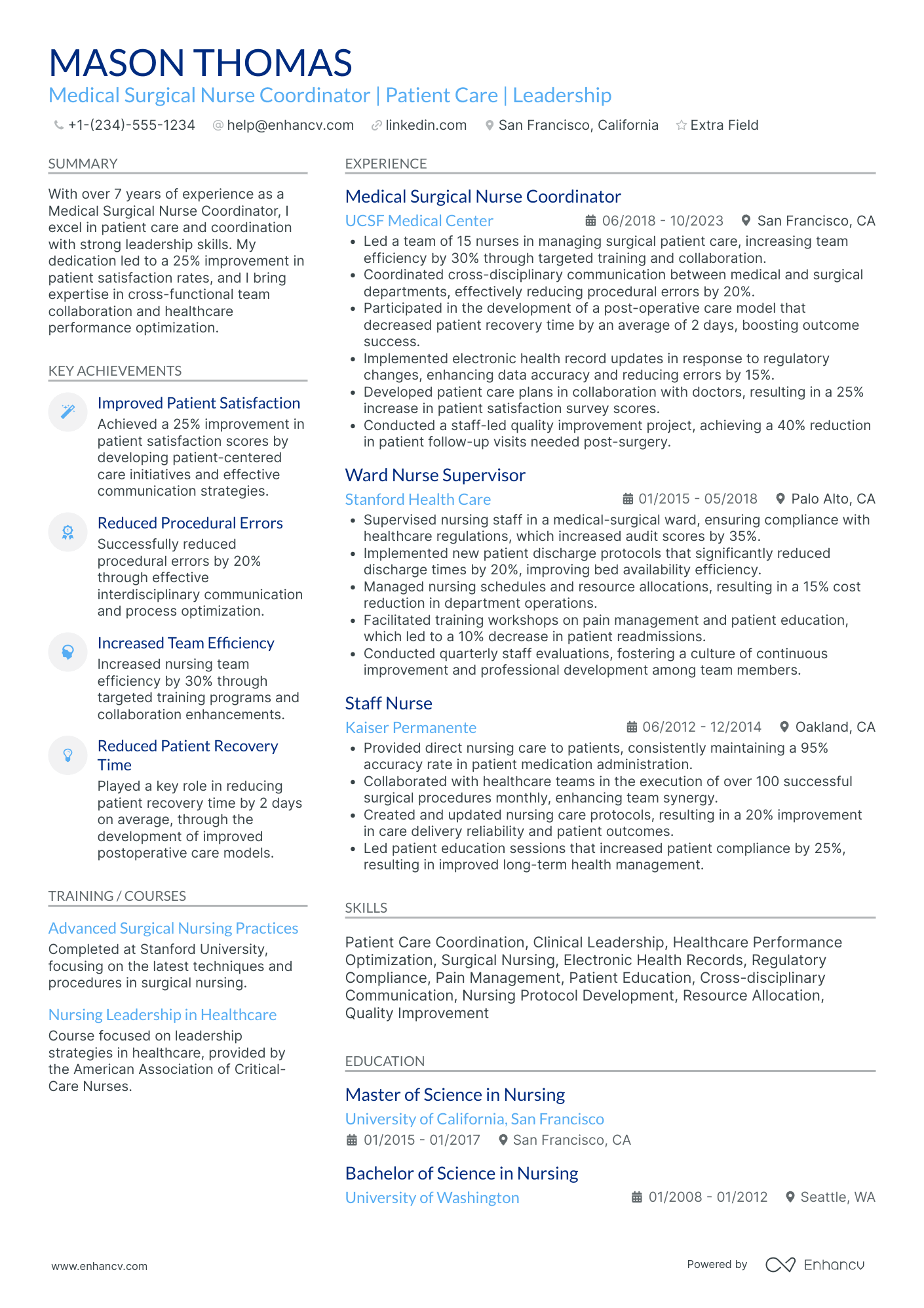 Medical Surgical Nurse Coordinator Resume Example