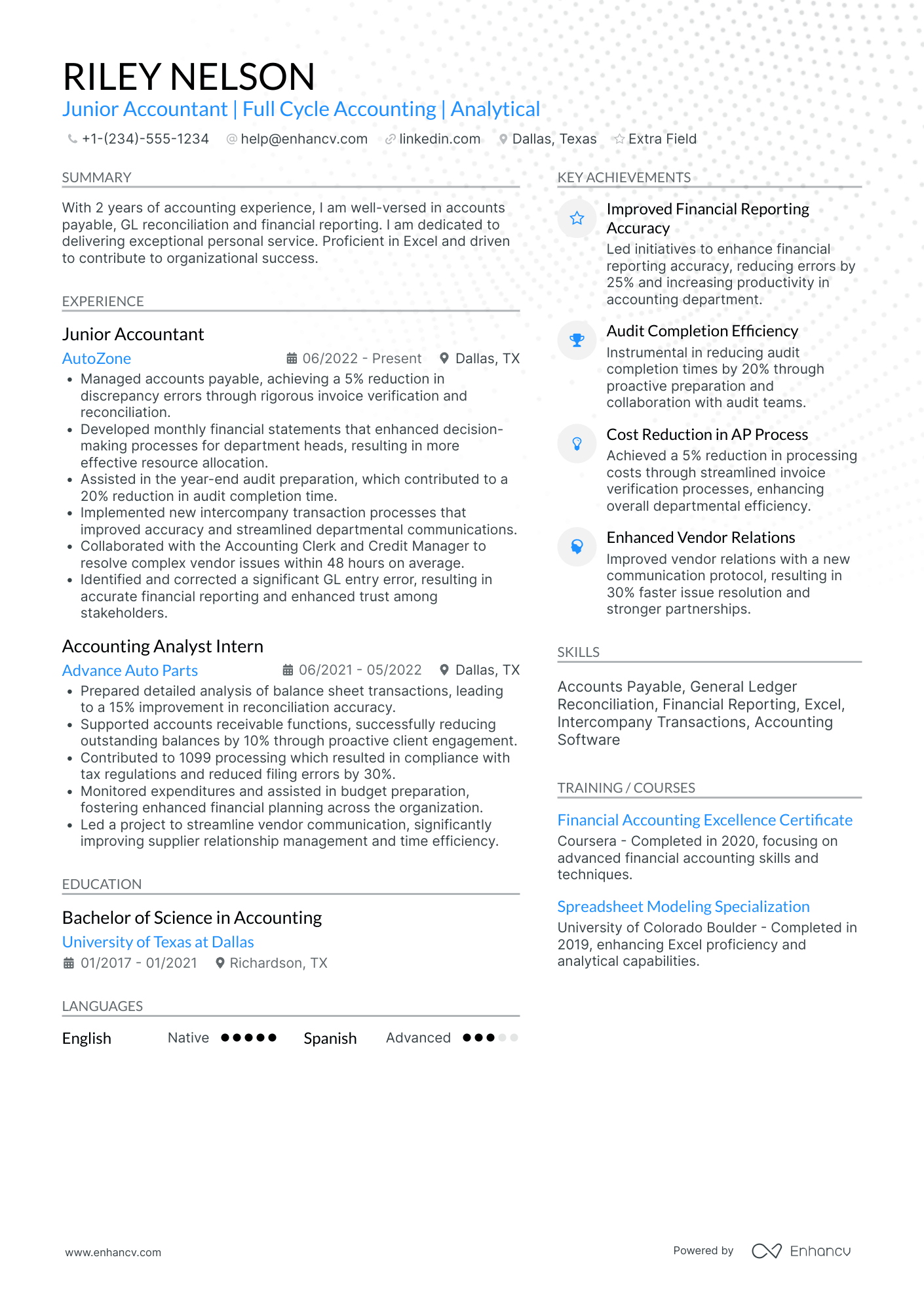 Junior Accounts Receivable Clerk Resume Example