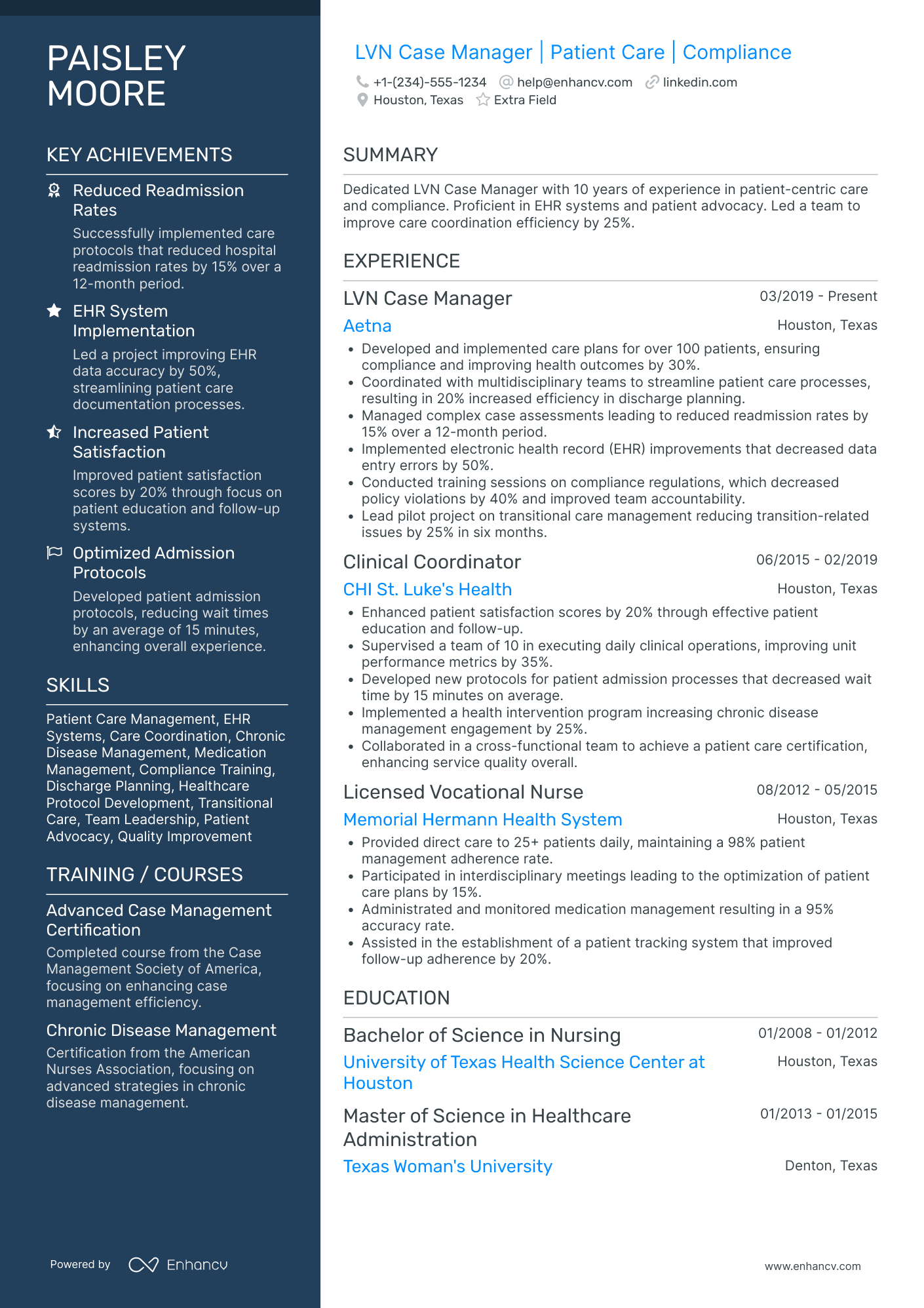 LVN Case Manager Resume Example