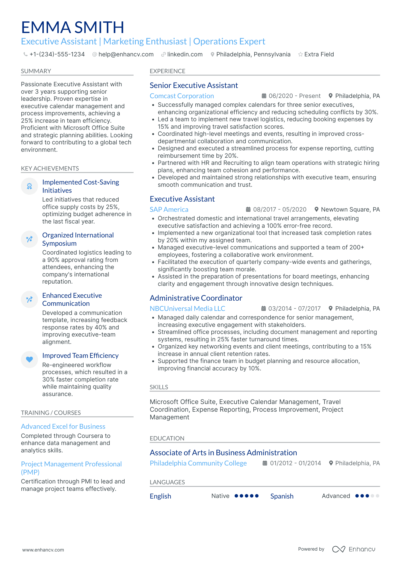 Executive Marketing Assistant Resume Example