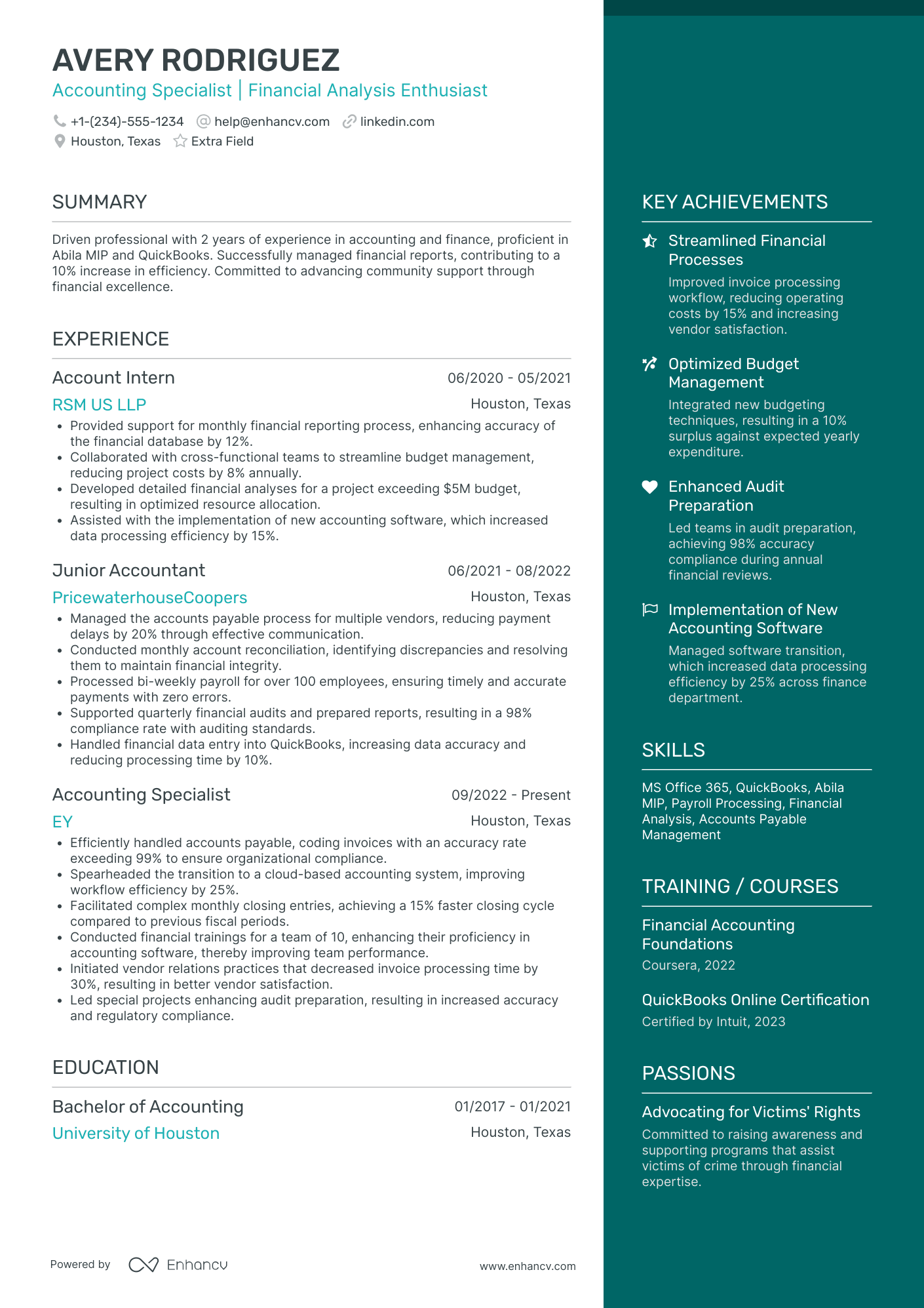 Payroll Accounting Assistant Resume Example