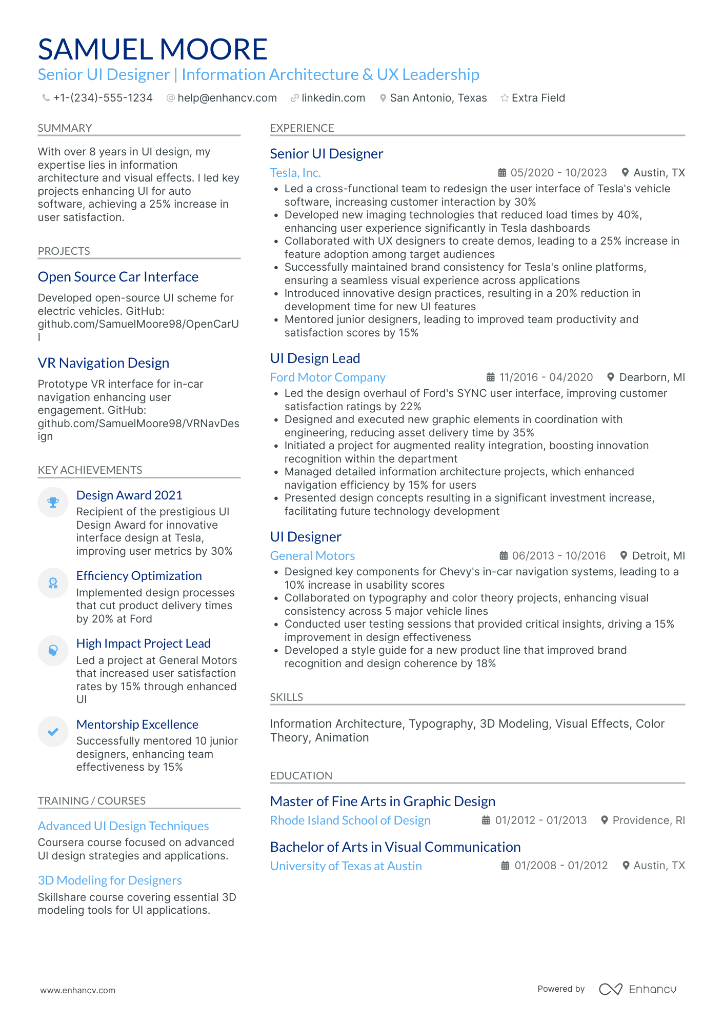 Mobile UI Designer Resume Example