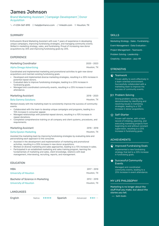 Marketing Assistant Resume Example