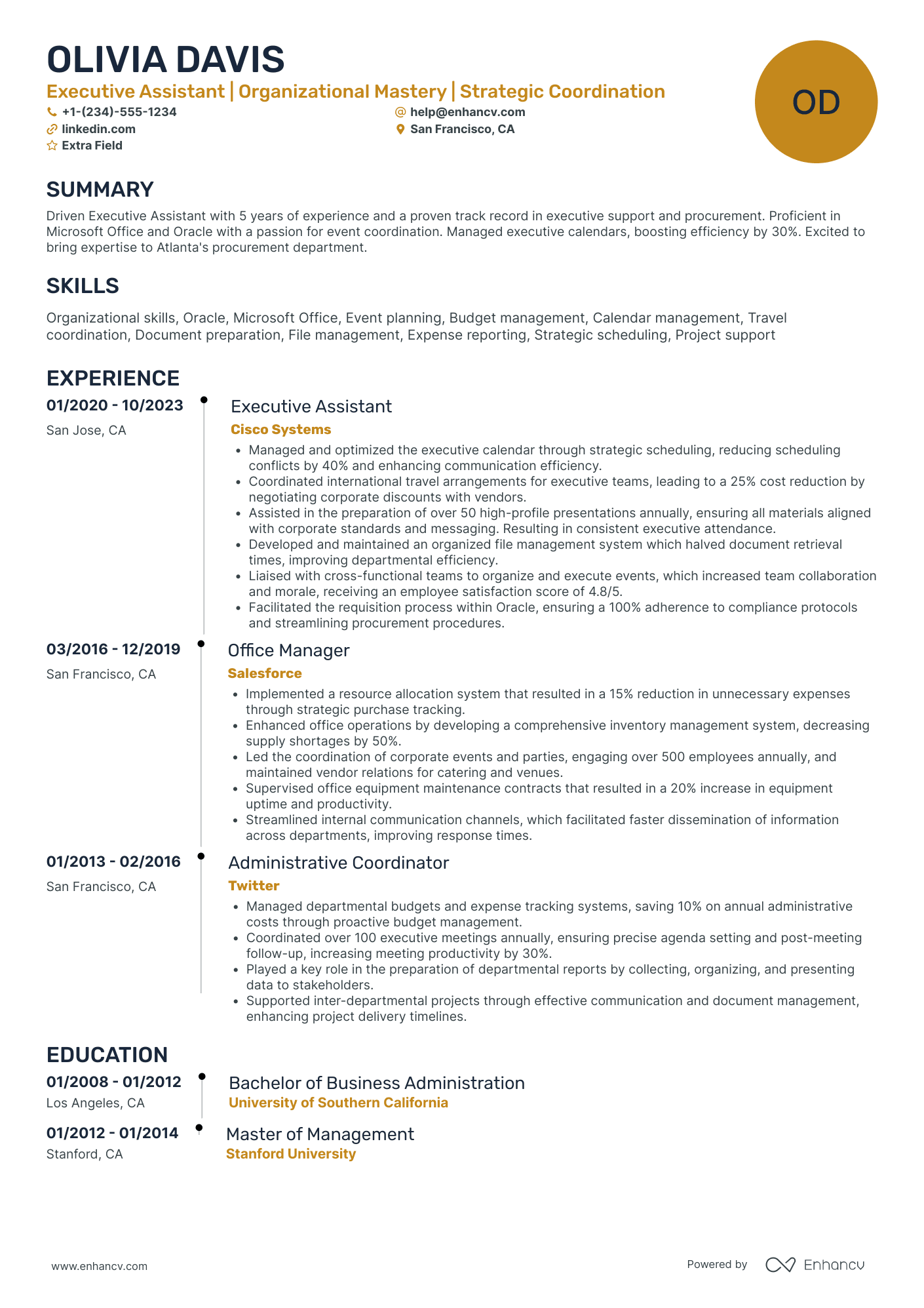 Catering Procurement Officer Resume Example