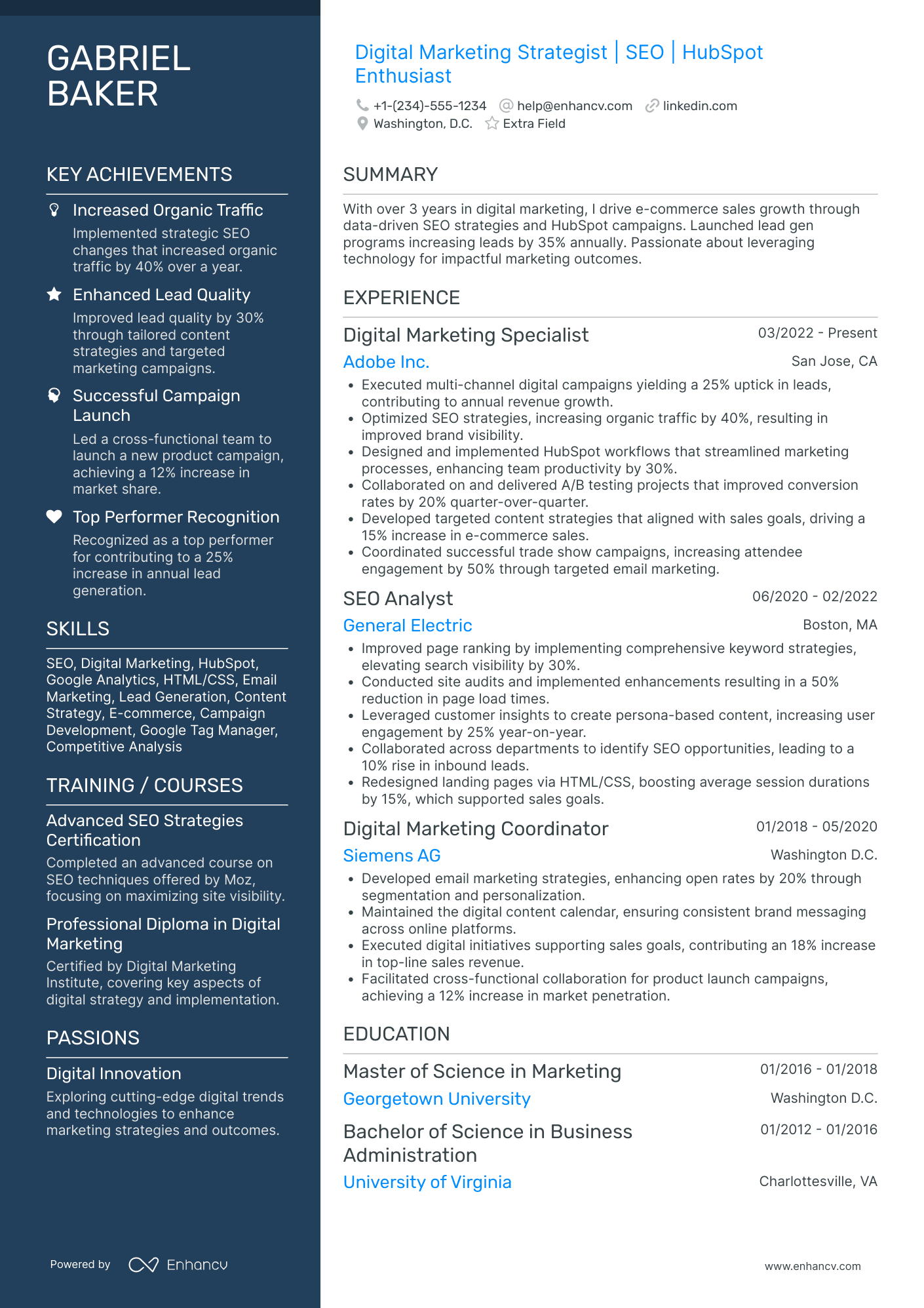 Digital Marketing Associate Resume Example