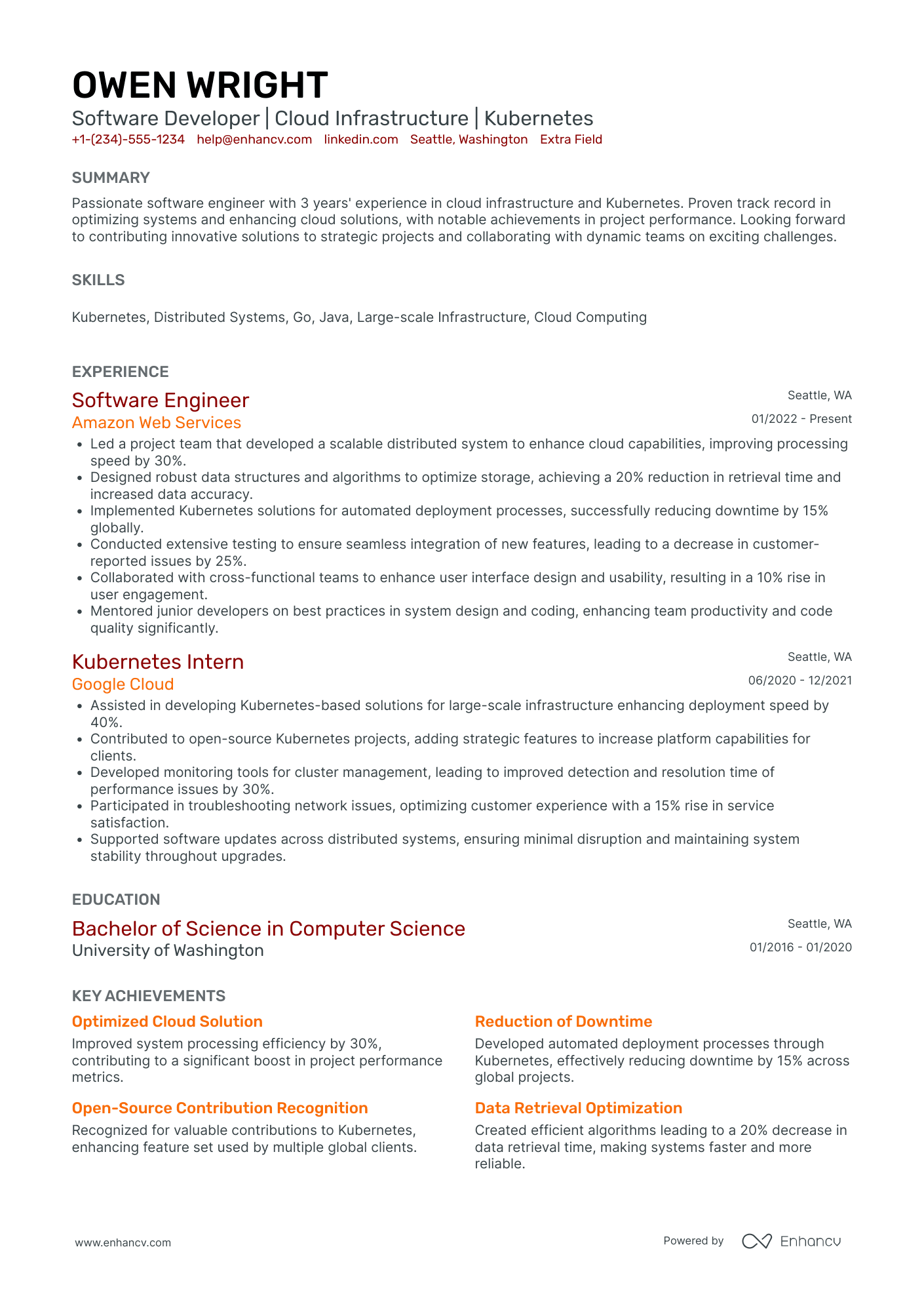 Junior Kubernetes Engineer Resume Example