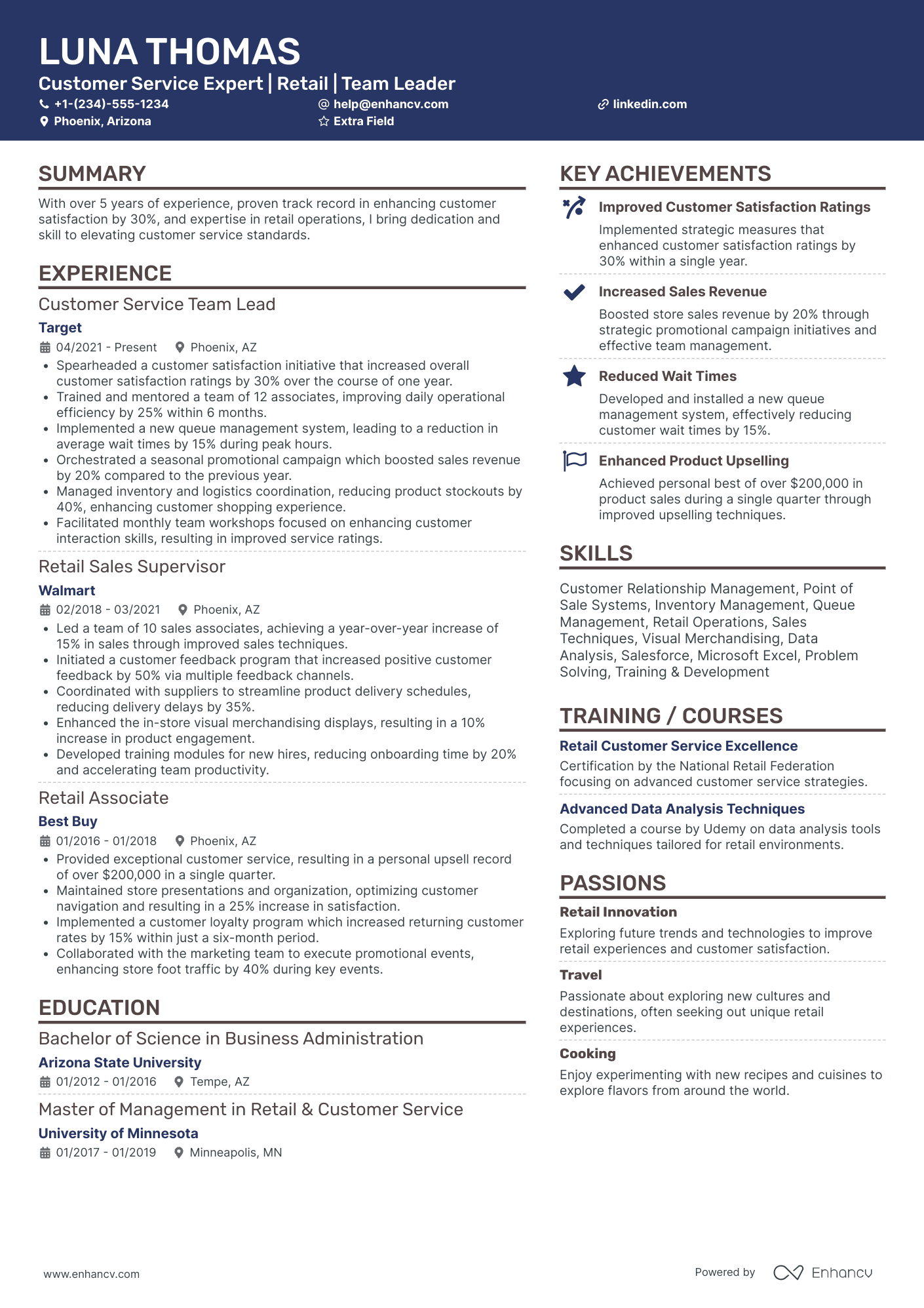 Customer Service Retail Team Member Resume Example