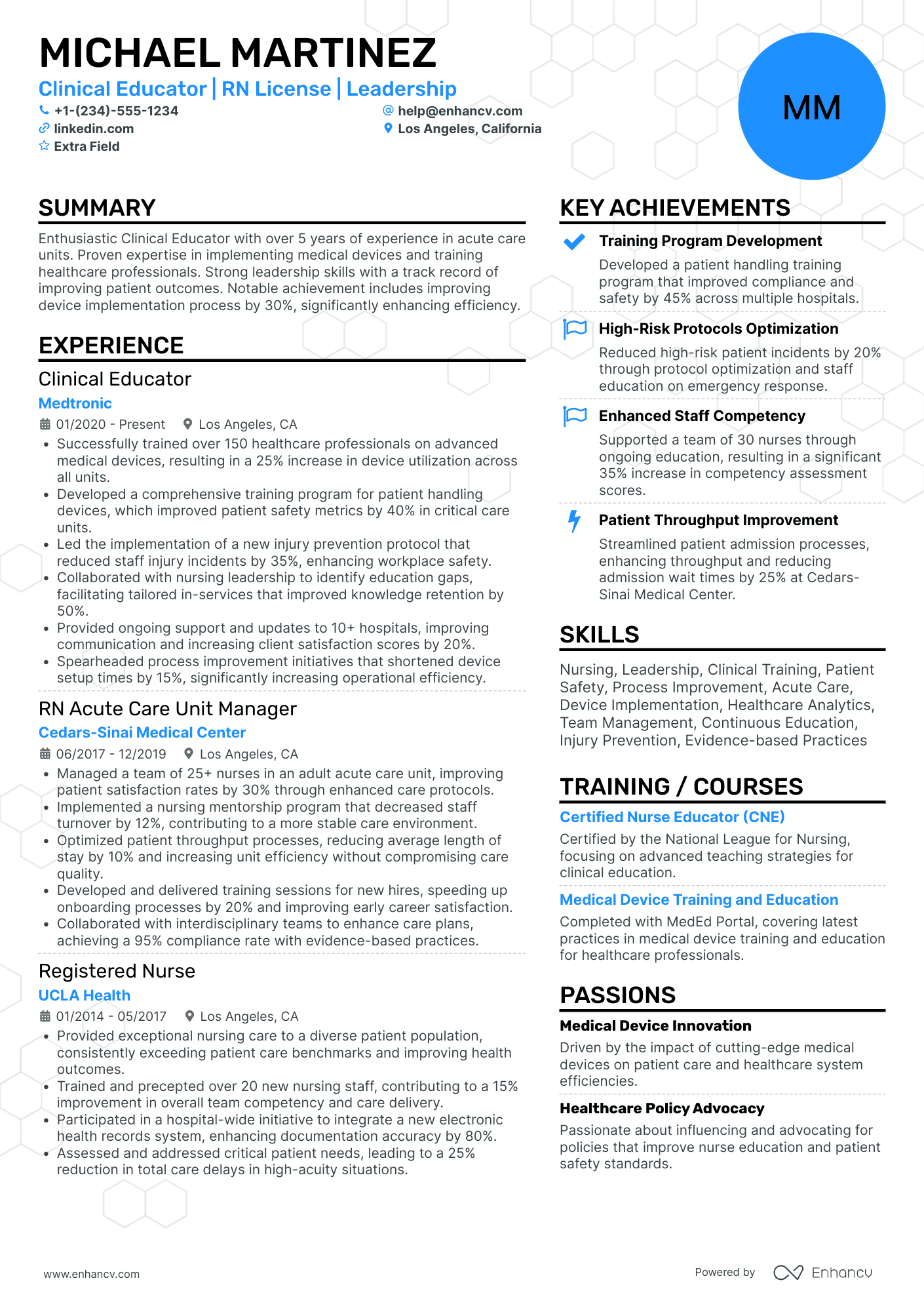 Healthcare Clinical Educator Resume Example