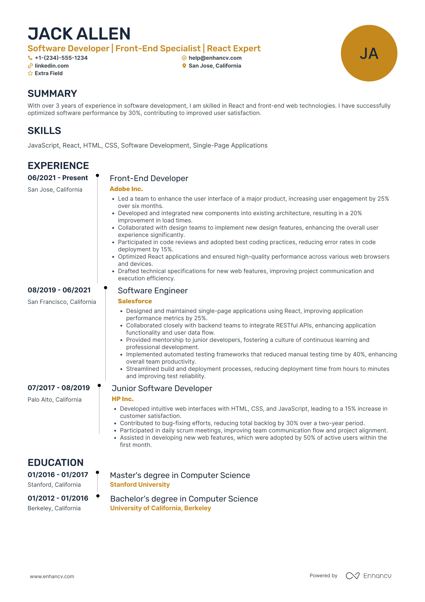 .Net Web Developer Resume Example