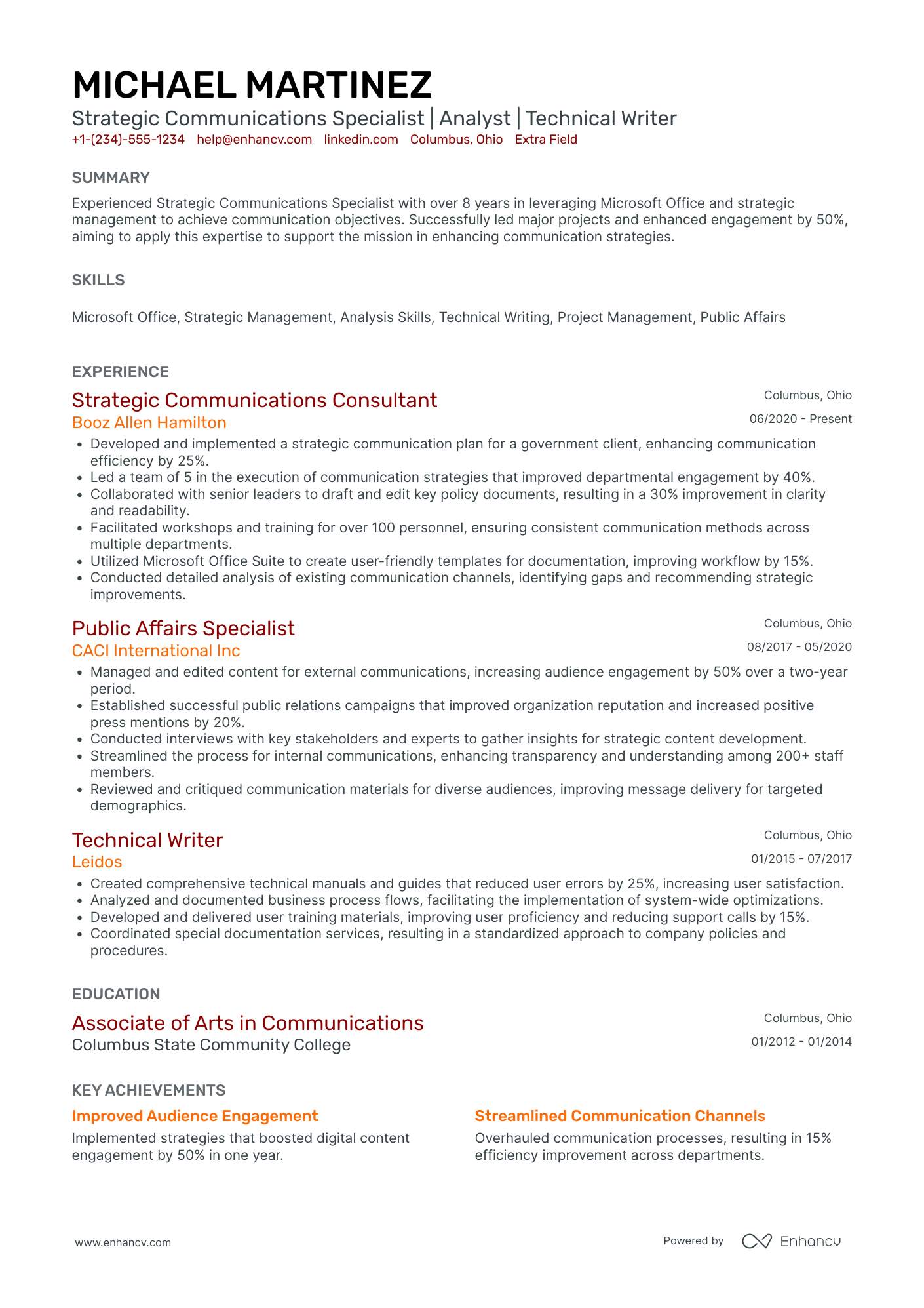 Secretary of Defense Resume Example