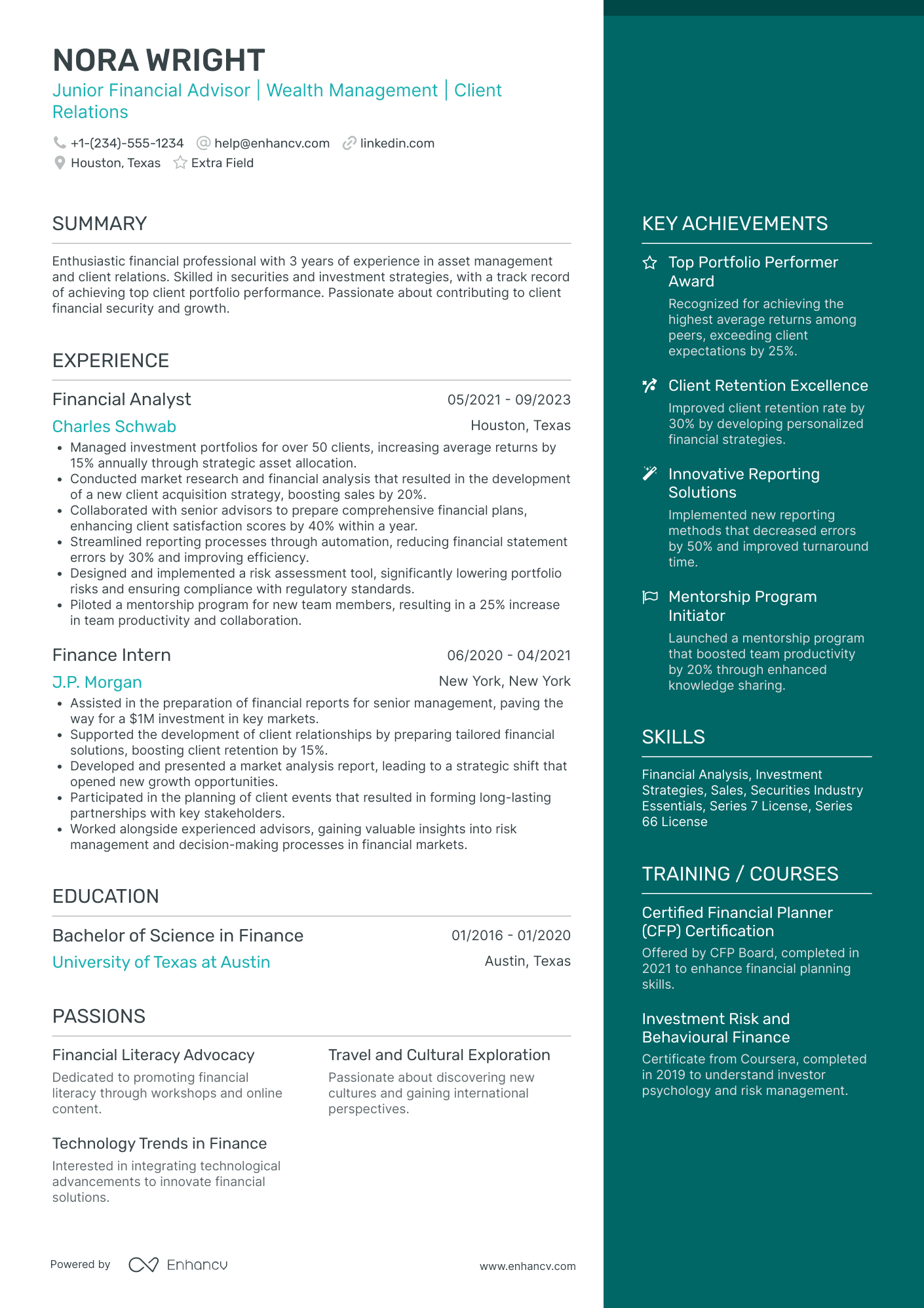 Junior Scholarship Advisor Resume Example