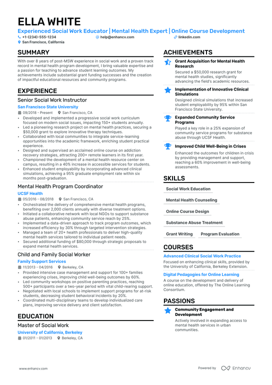 Lecturer Resume Example