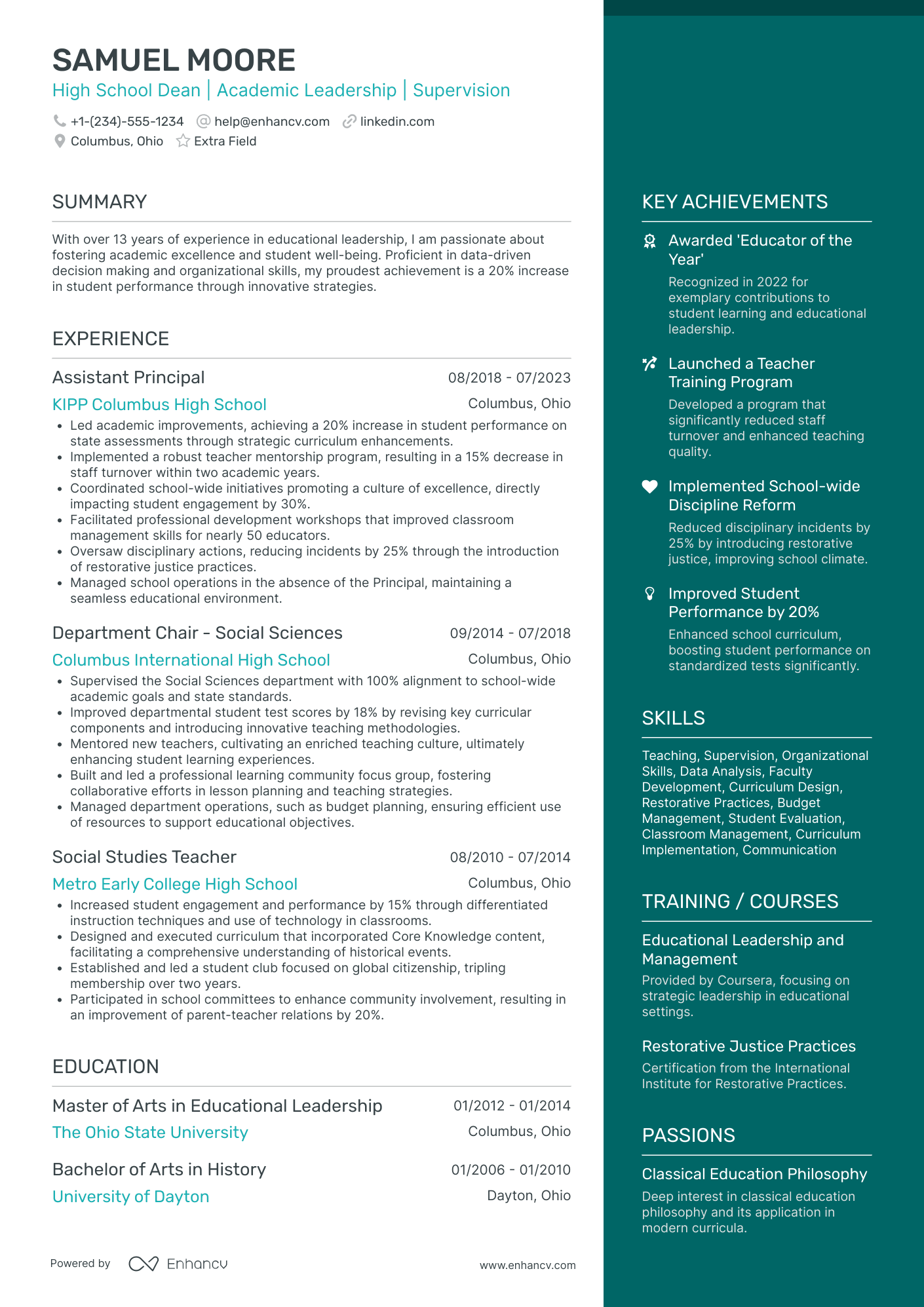 Law School Dean Resume Example