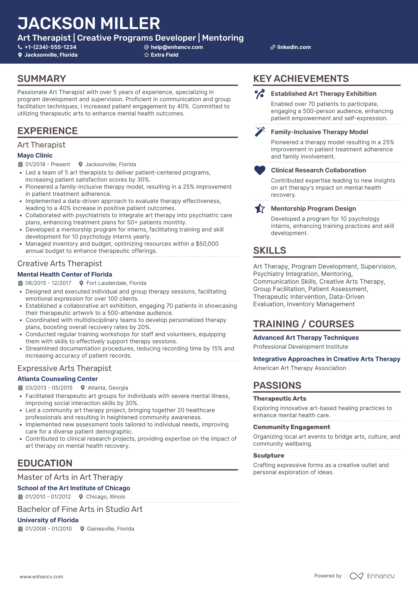 Dance Therapist Resume Example