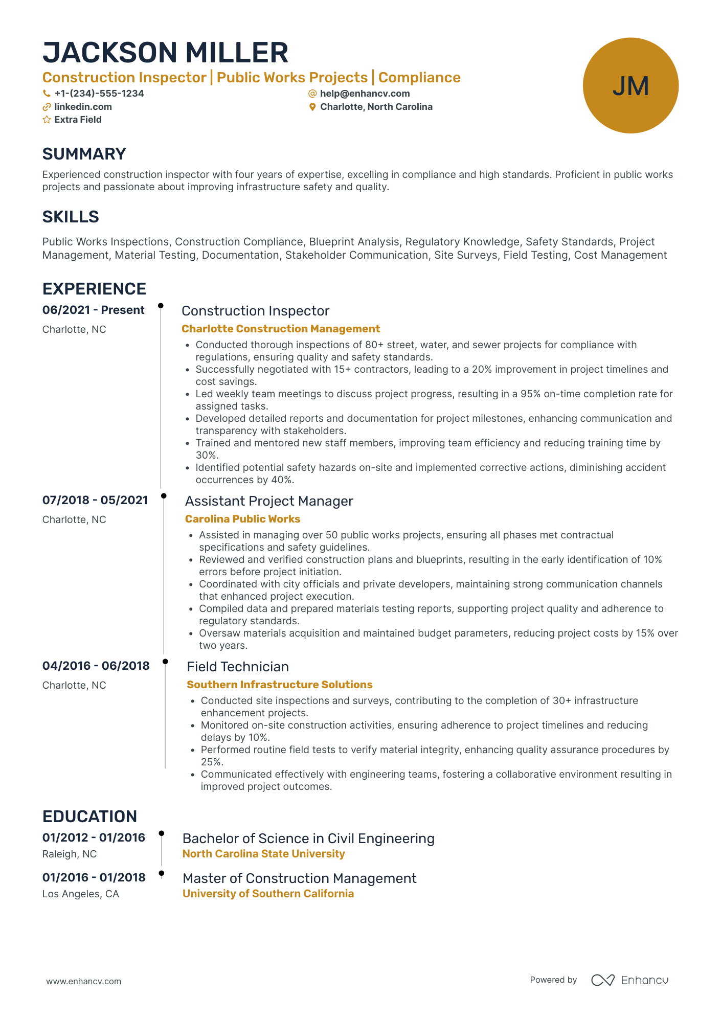 Landscaping Construction Supervisor Resume Example