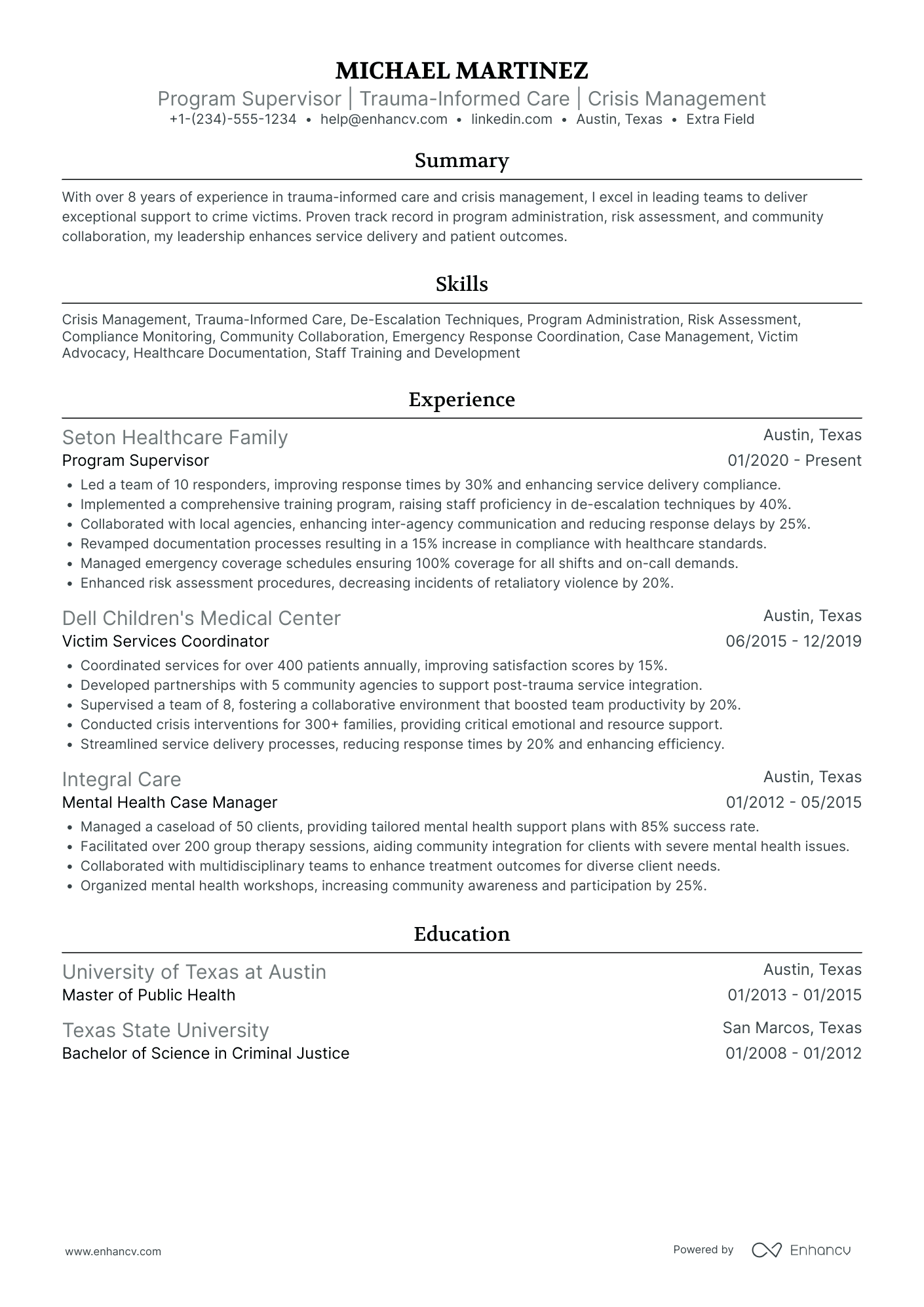 Hospital Volunteer Liaison Resume Example