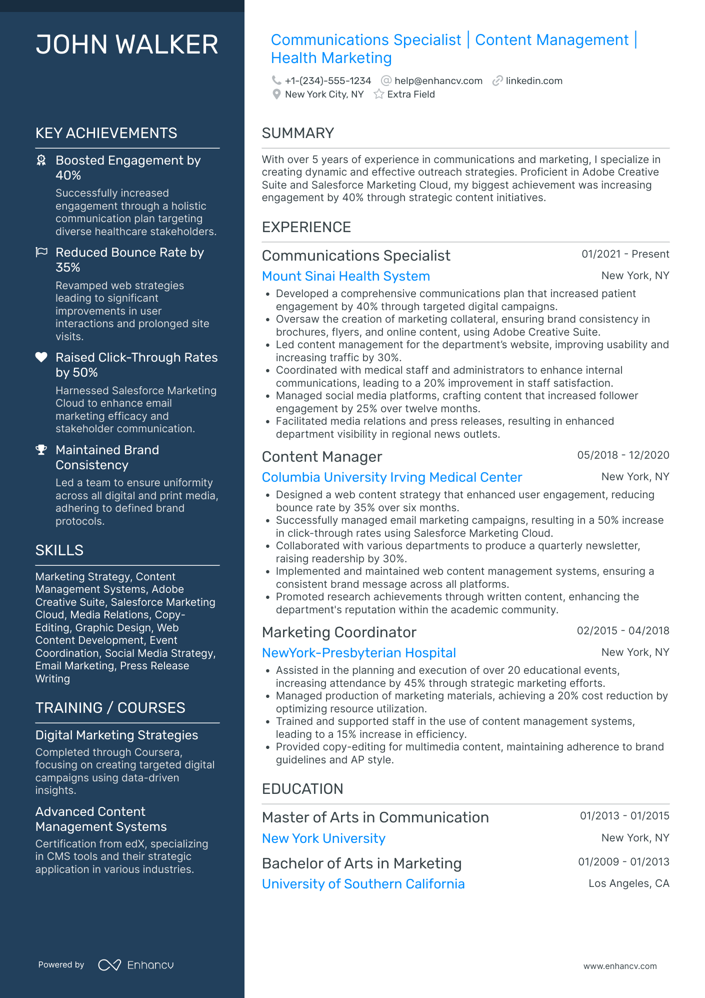 Entry Level Internal Communications Coordinator Resume Example