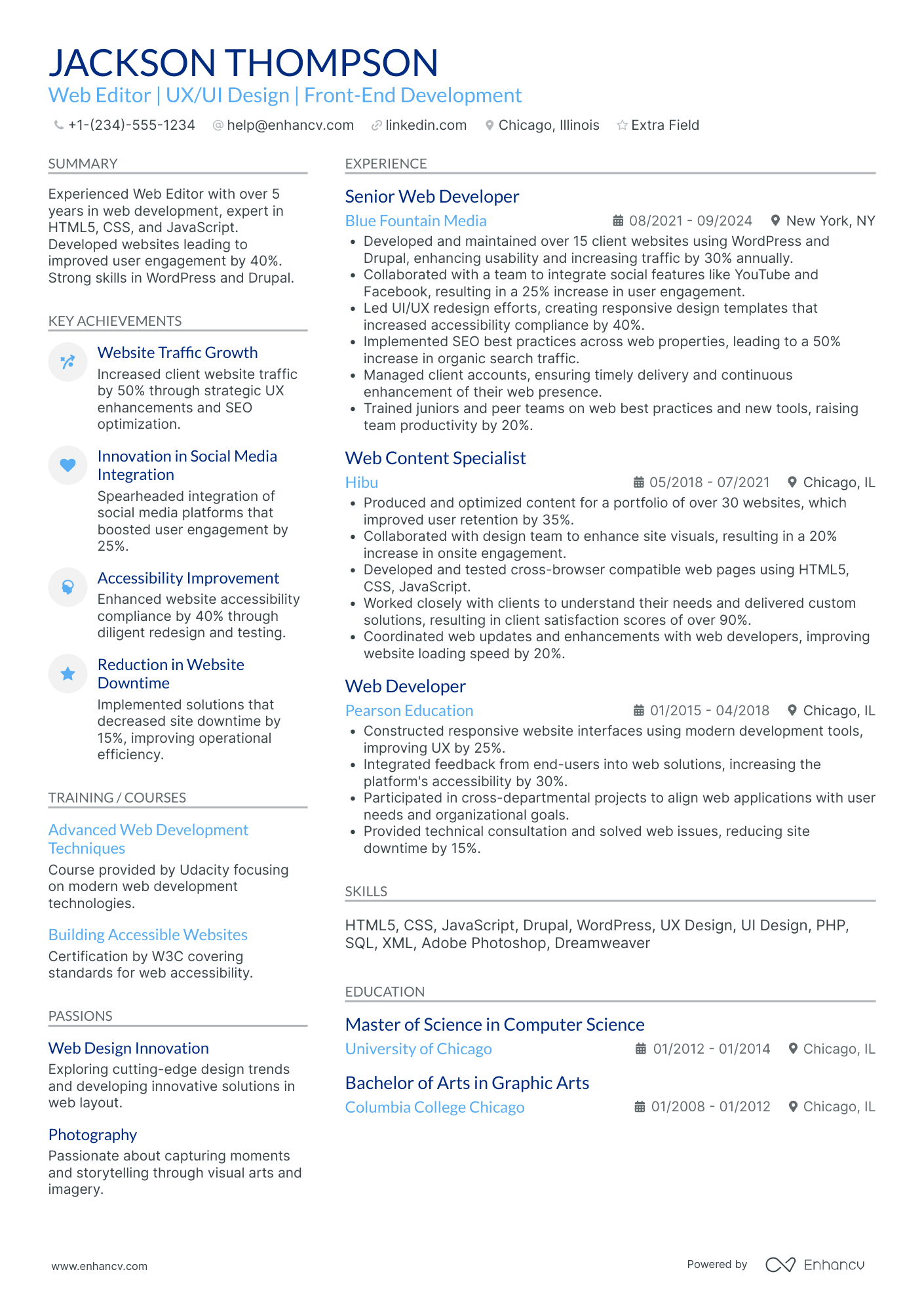 Web Editor Resume Example