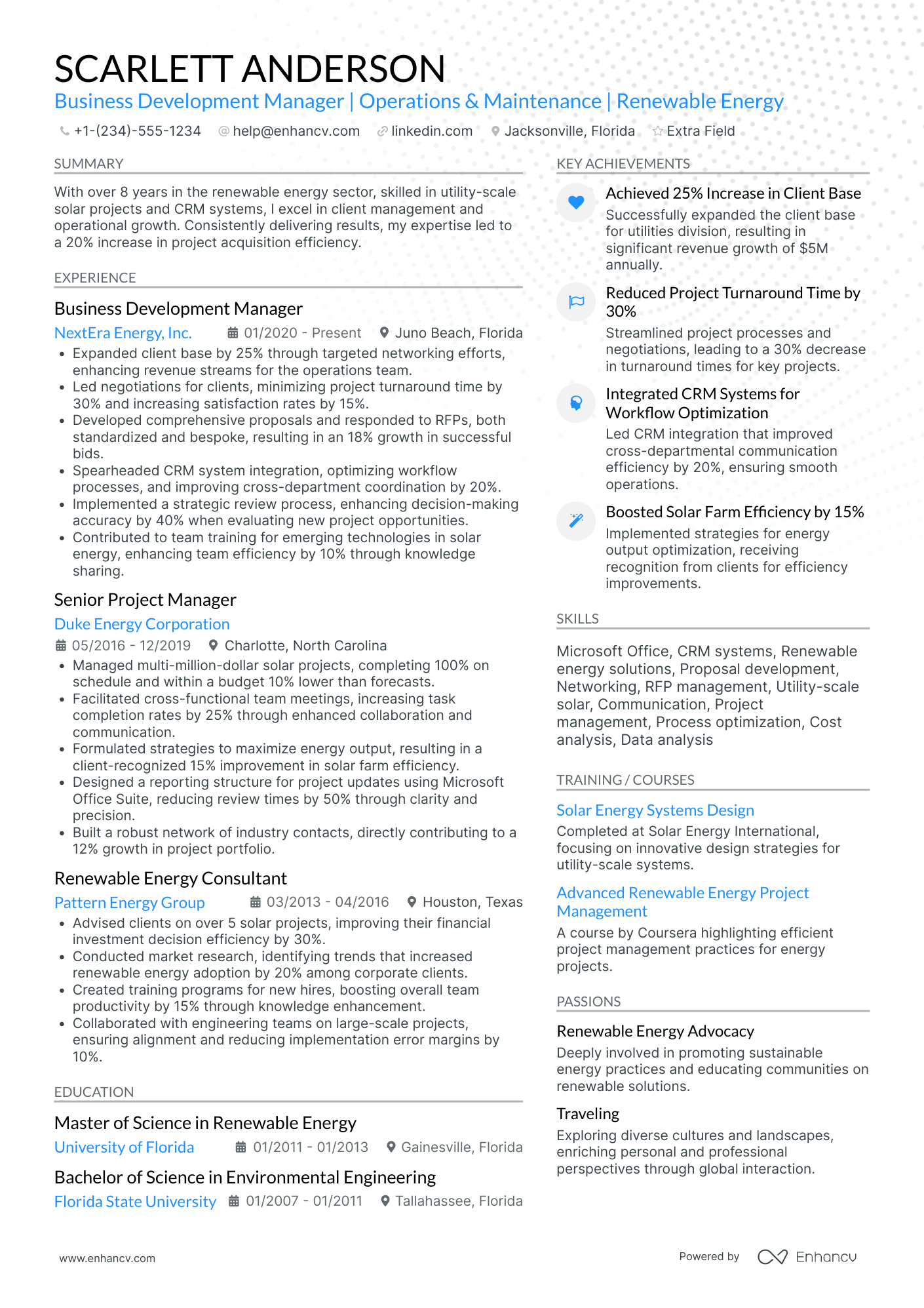 Business Development Operations Manager Resume Example