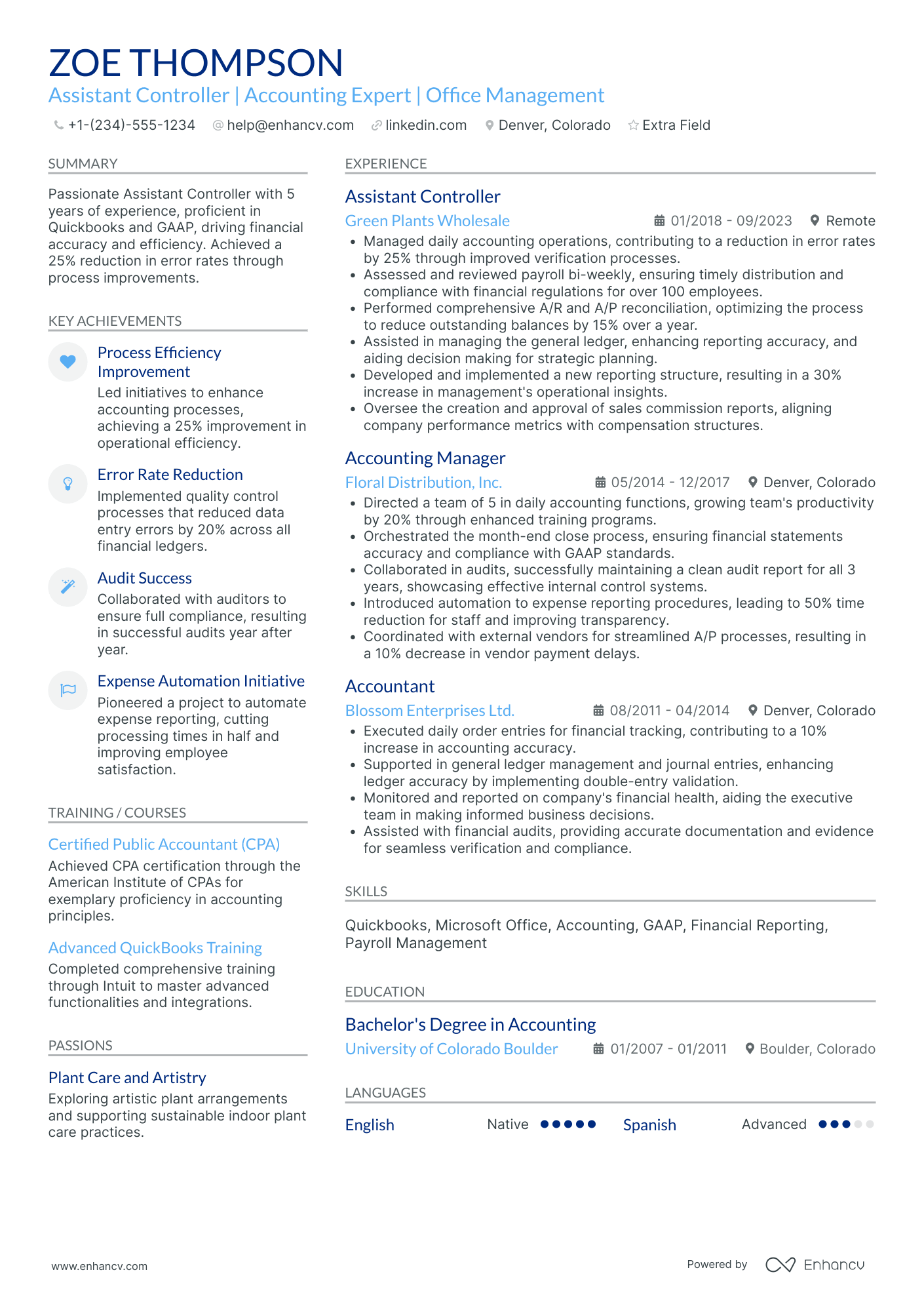 Office Assistant Controller Resume Example