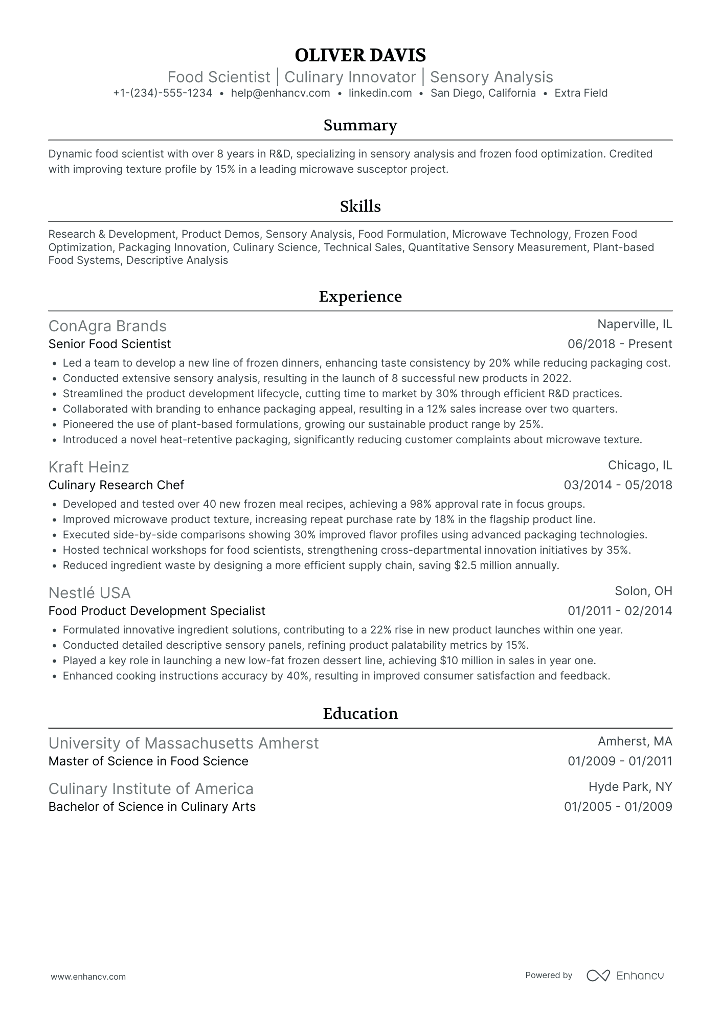 Research Chef Resume Example