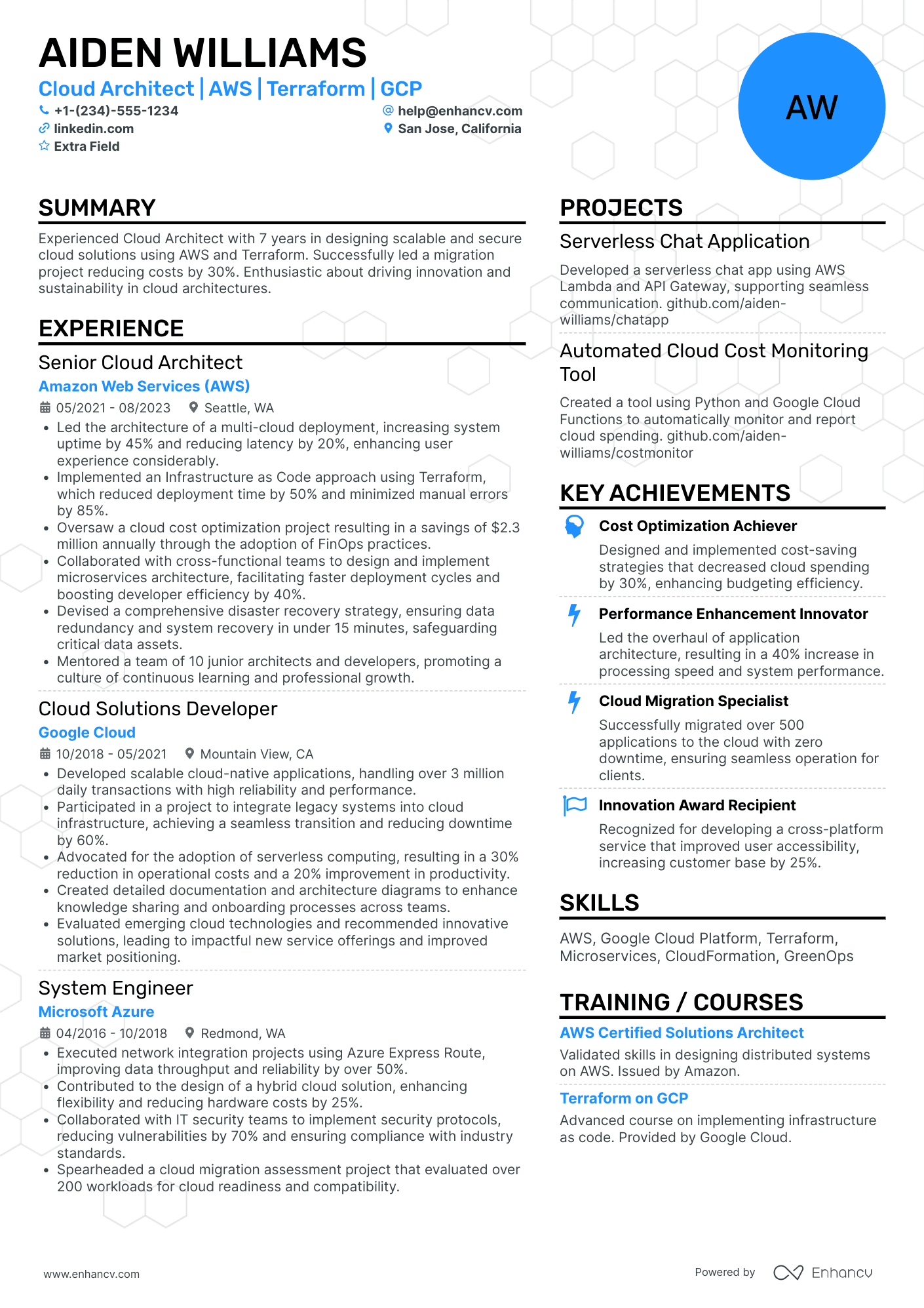 Google Cloud Certified Professional Cloud Architect Resume Example